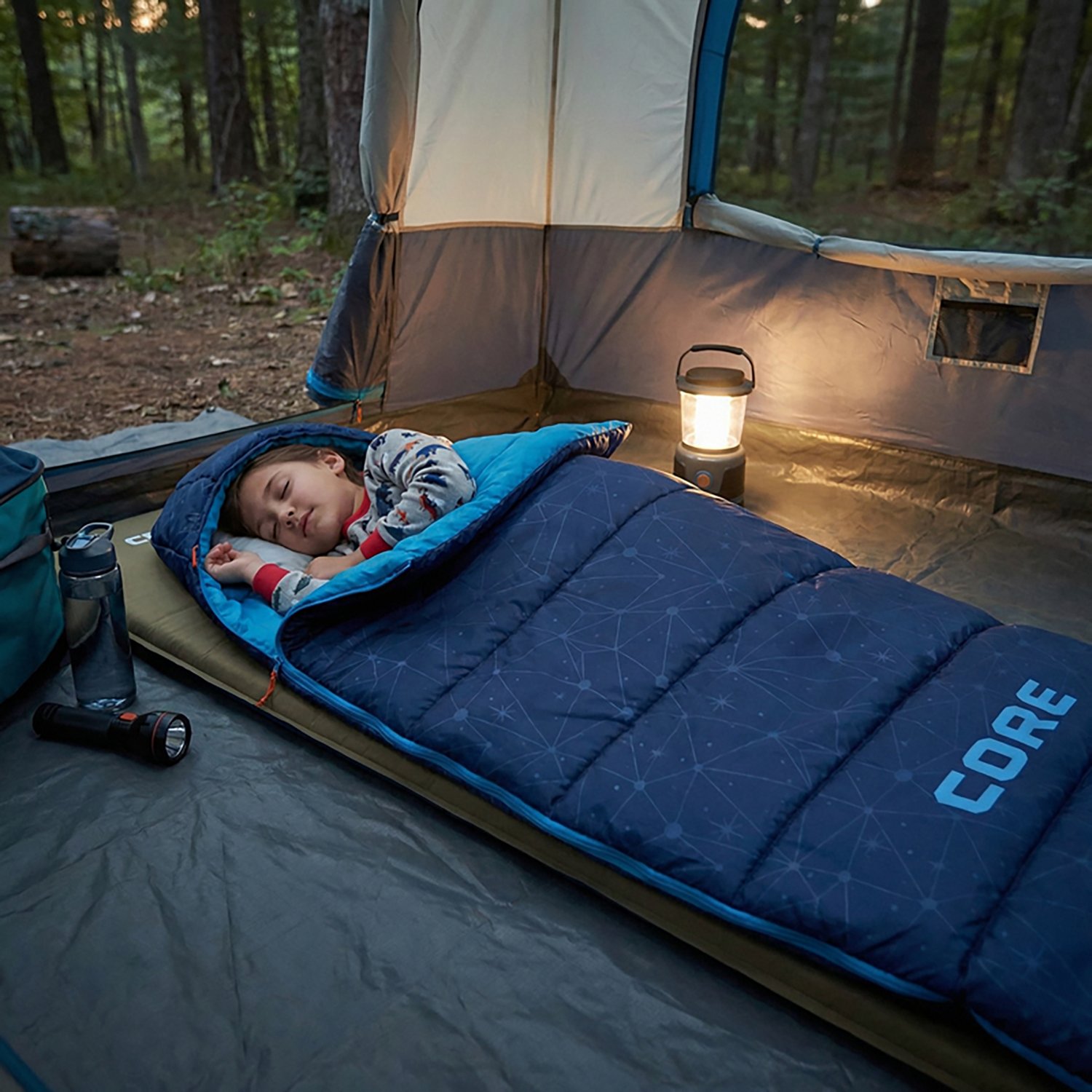 CORE Equipment Kids' Warm Weather 50°F  Rectangle Sleeping Bag - view number 8