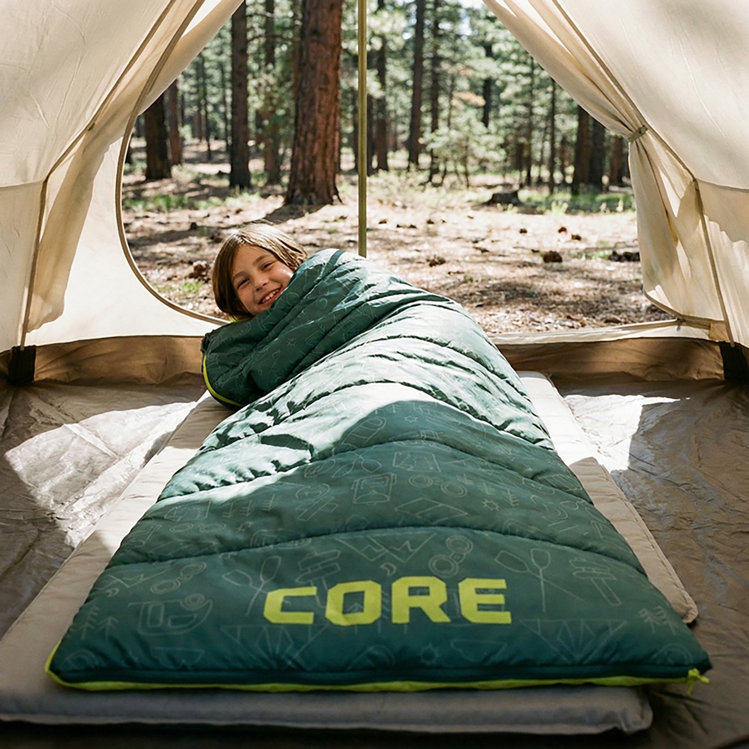CORE Equipment Kids' Warm Weather 50°F  Rectangle Sleeping Bag - view number 8