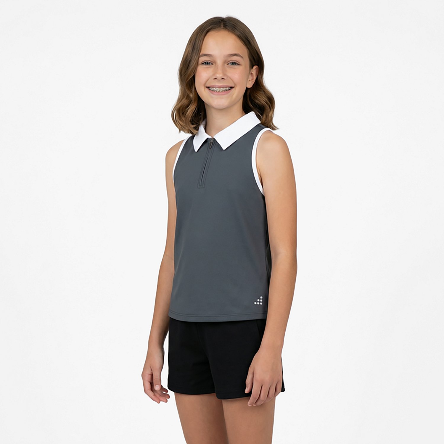 BCG Girls' Tennis Swing 1/4 Zip Sleeveless Polo Shirt - view number 2