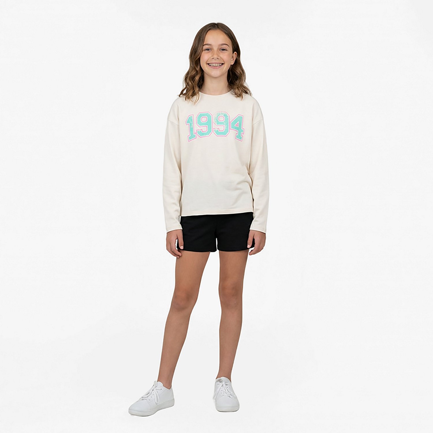 BCG Girls' Drop Shoulder Long Sleeve Graphic T-shirt