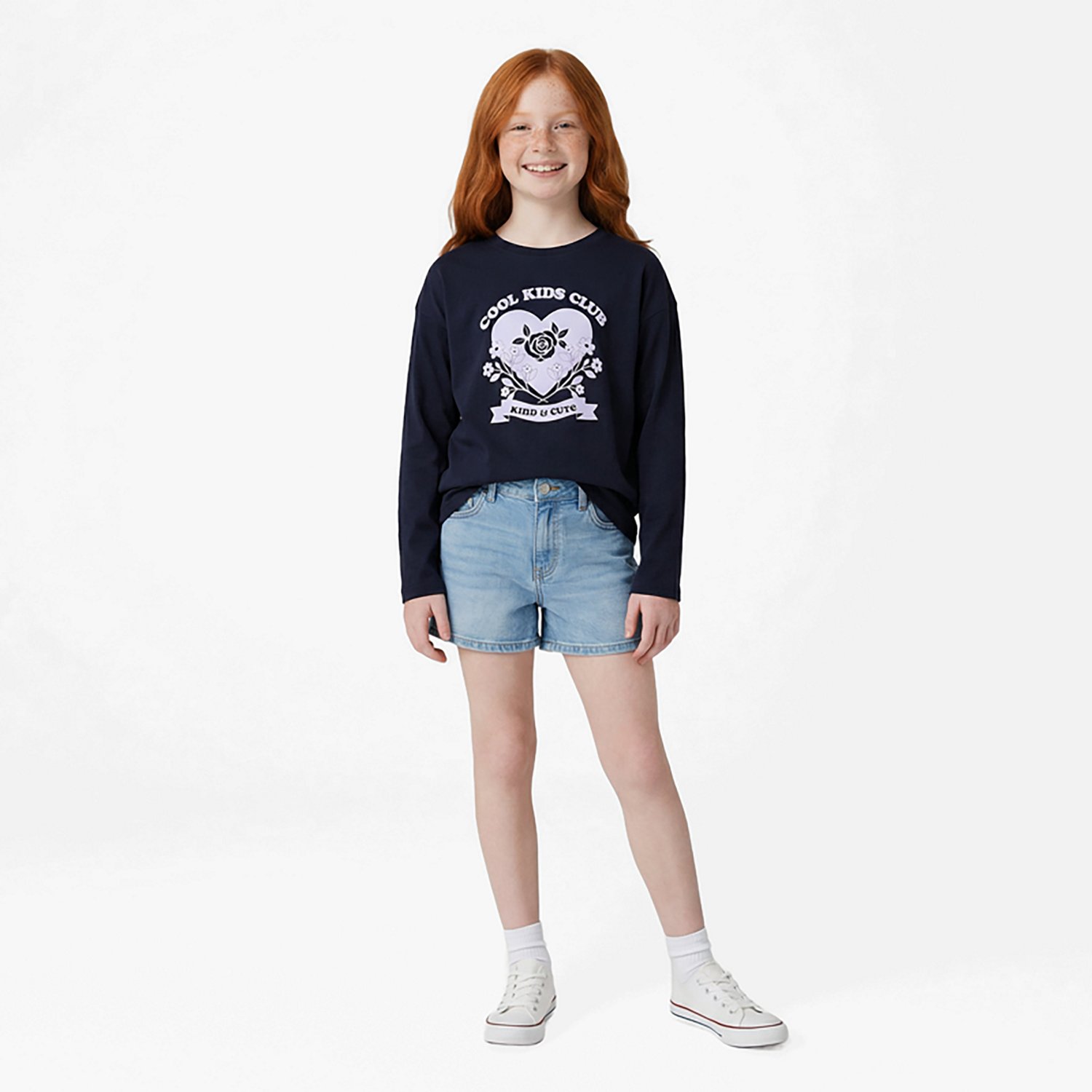 BCG Girls' Drop Shoulder Long Sleeve Graphic T-shirt