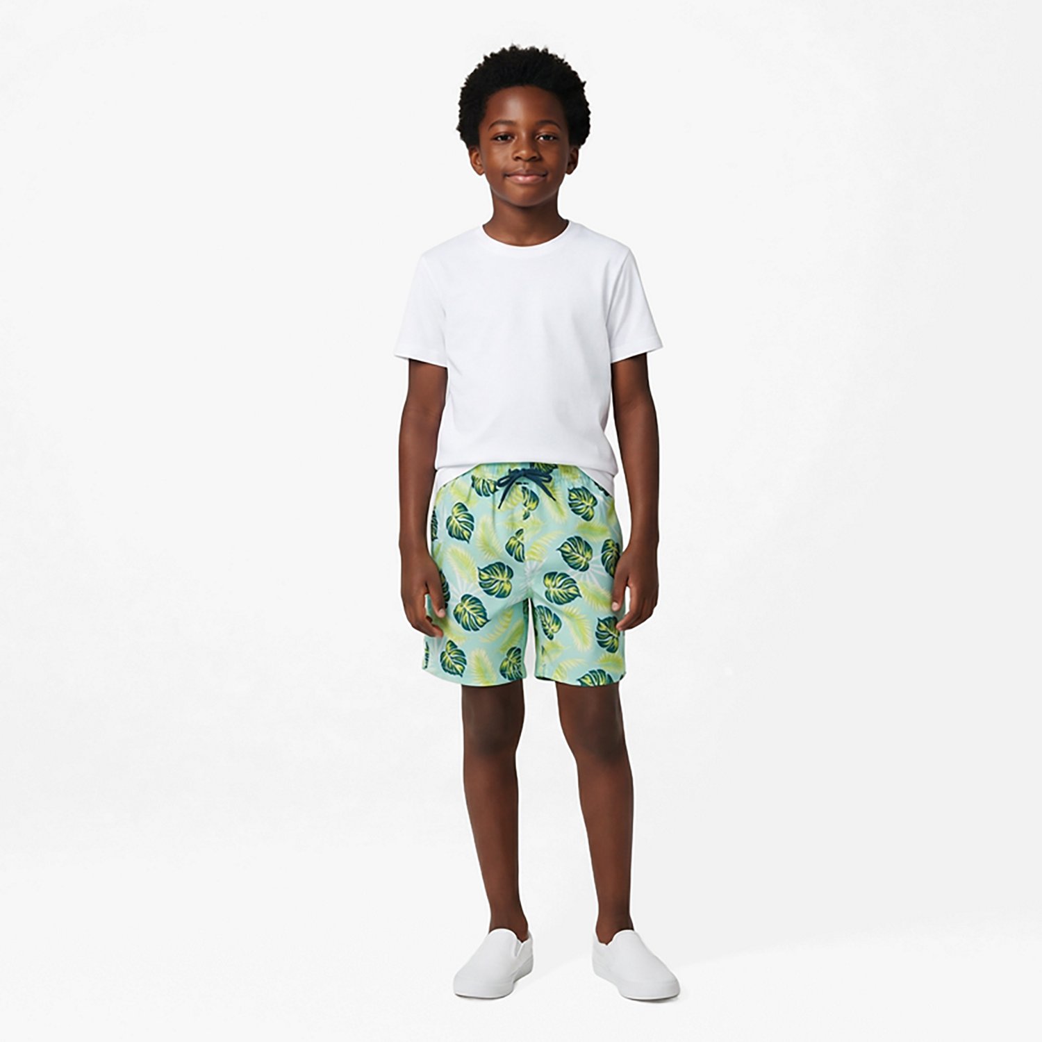 O'Rageous Boys' Palm Floral Printed Volley Lined Swim Shorts