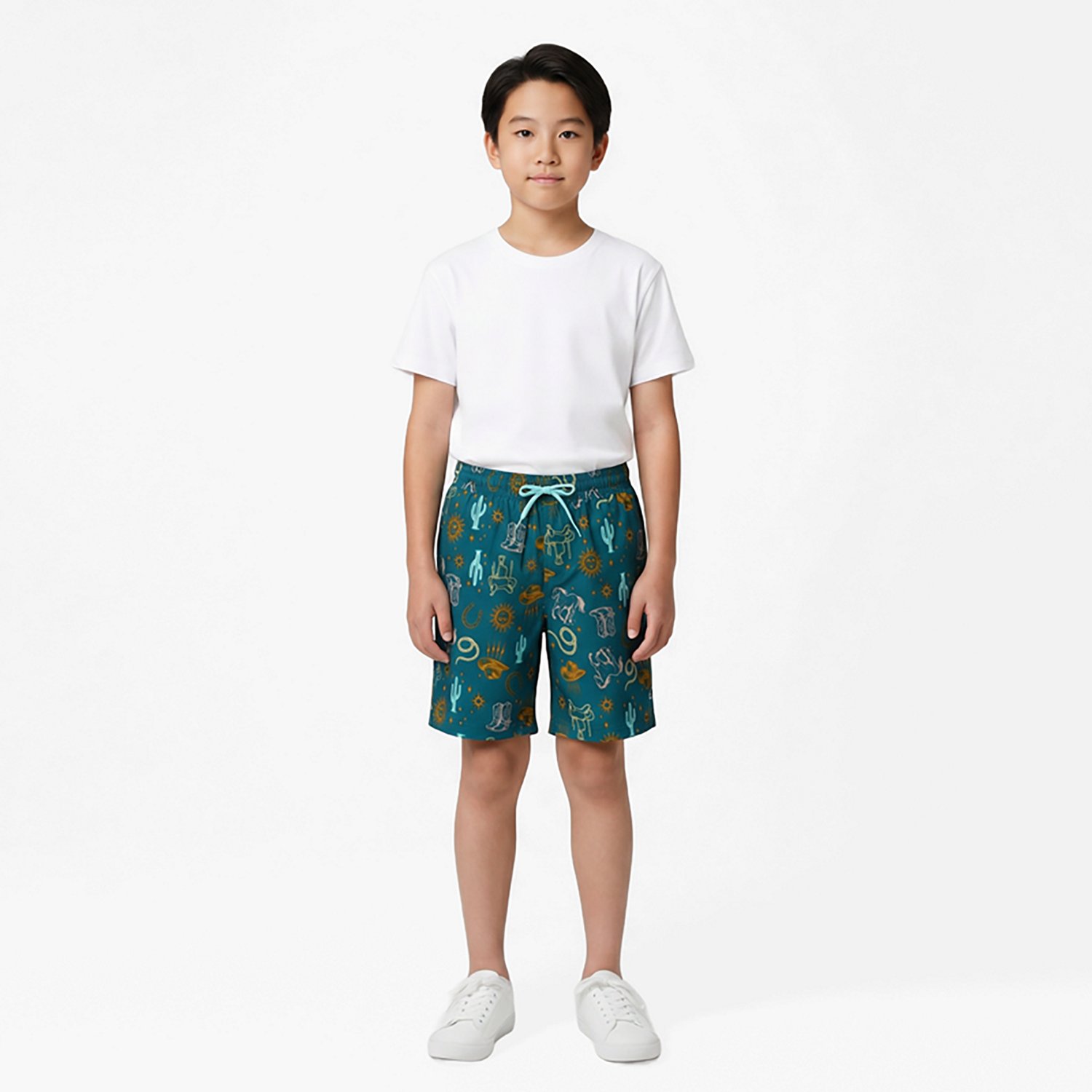 O'Rageous Boys' Western Printed Volley Lined Swim Shorts