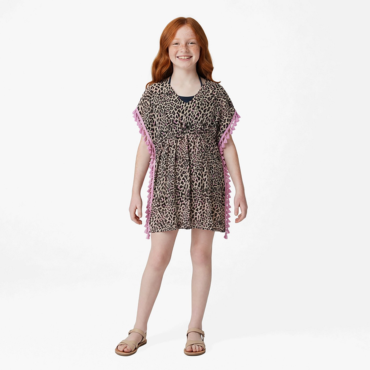 O'Rageous Girls' 4-6X Tassle Printed Caftan Cover Up