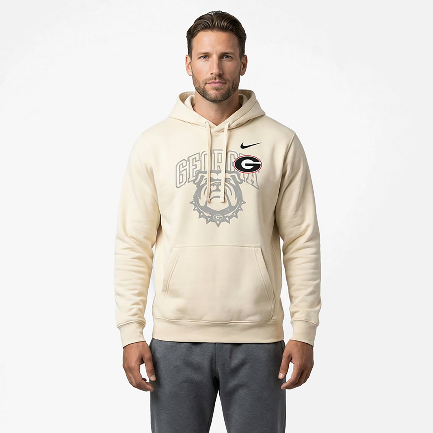 Nike Men's Georgia Primary Logo Natural Club Fleece Hoodie - view number 2