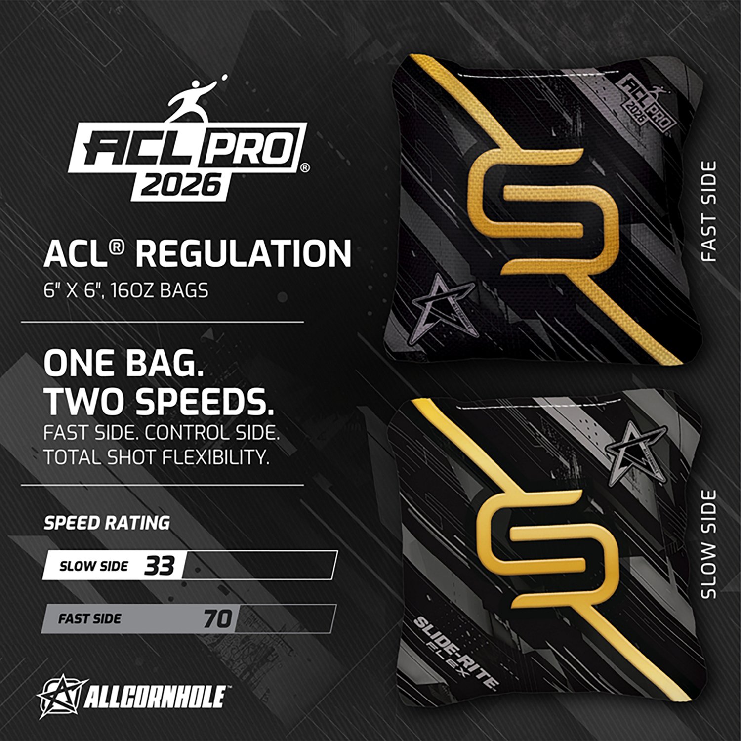 American Cornhole League Pro Gold Slide Rite Flex Cornhole Bags - view number 3
