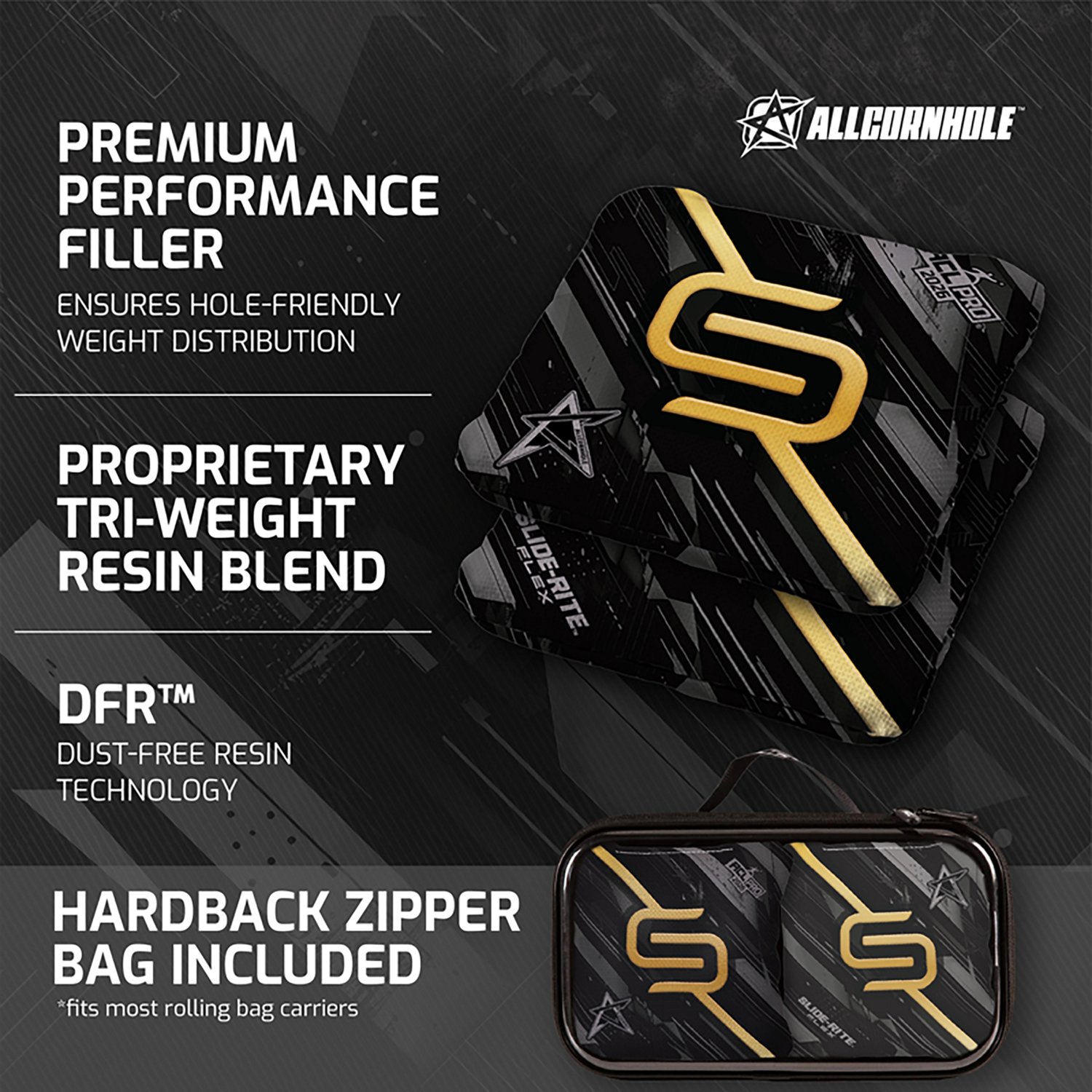 American Cornhole League Pro Gold Slide Rite Flex Cornhole Bags - view number 4