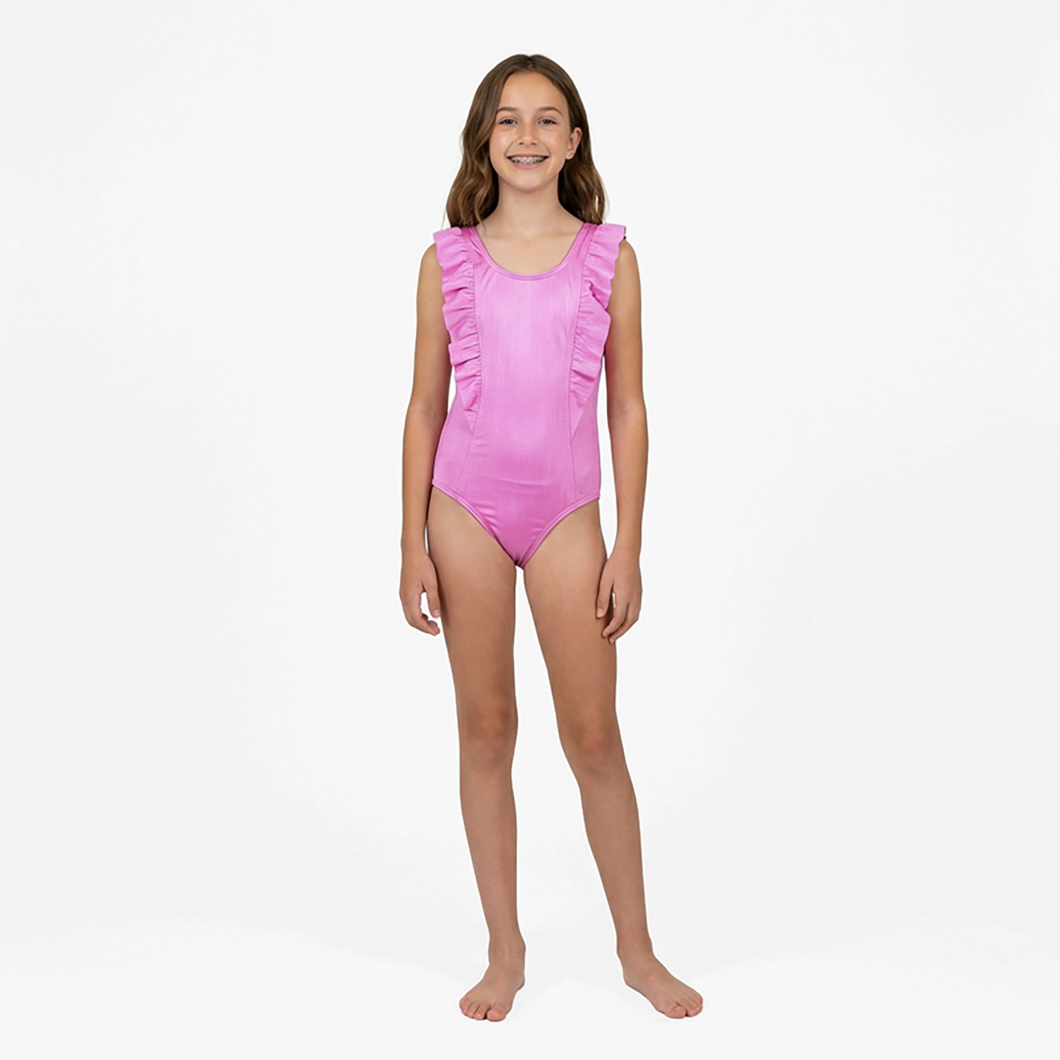 O'Rageous Girls' 4-6X Plisse Party Ruffle Seam 1-Piece Swimsuit