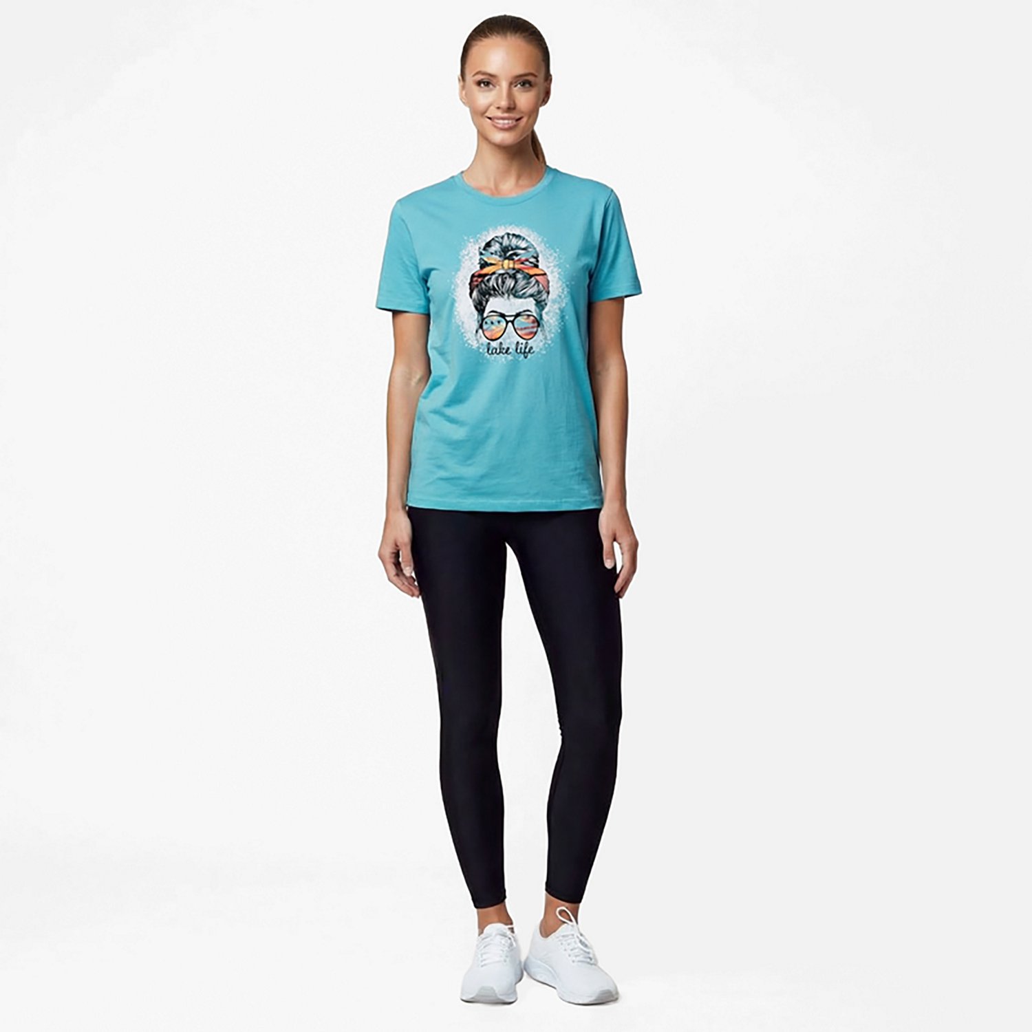 Academy Sports + Outdoors Women's Lake Life Bun Girl Graphic T-shirt