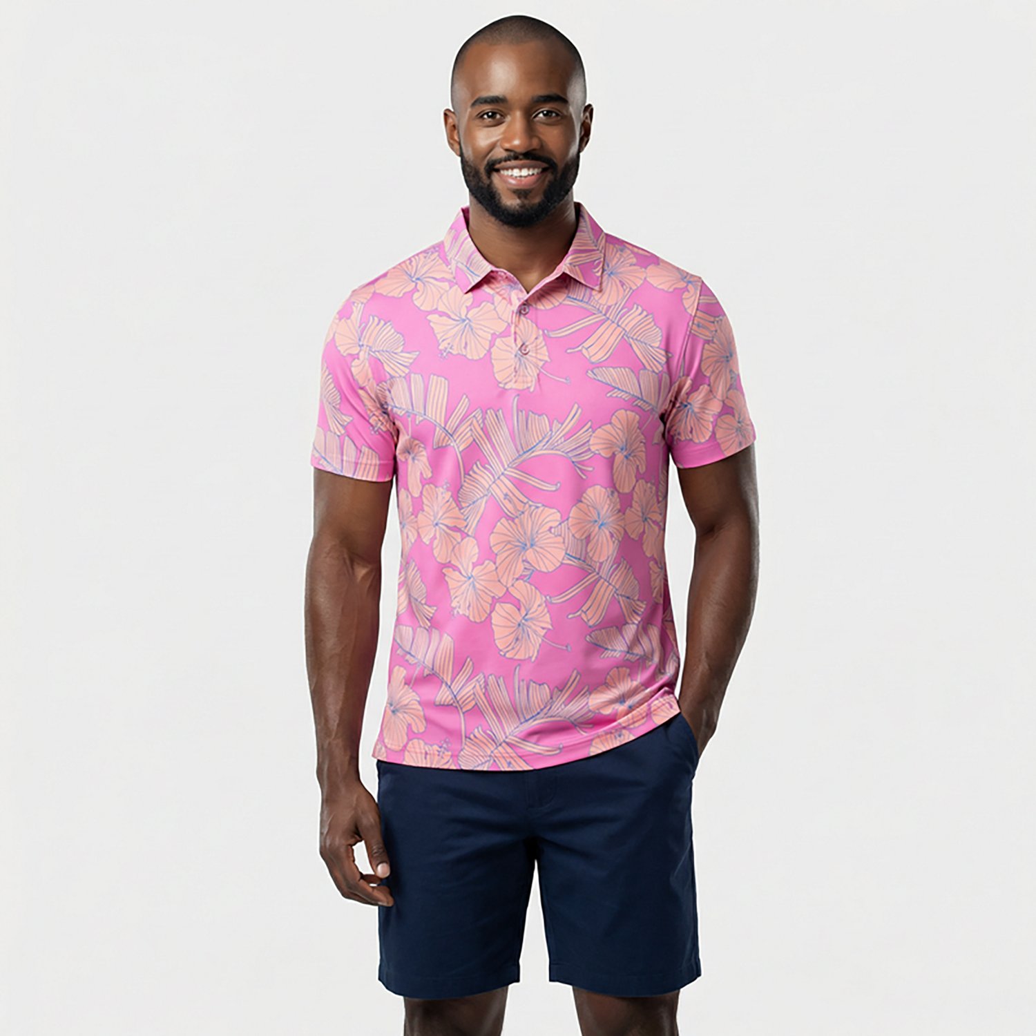 Chubbies Men's The Flamingo Flora Performance Polo Shirt - view number 2