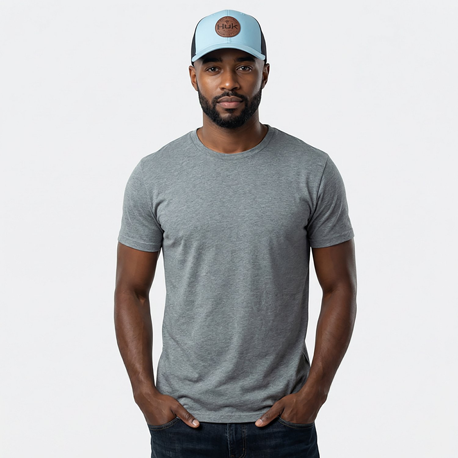 Huk Men's Leath Patch Trucker Cap - view number 2