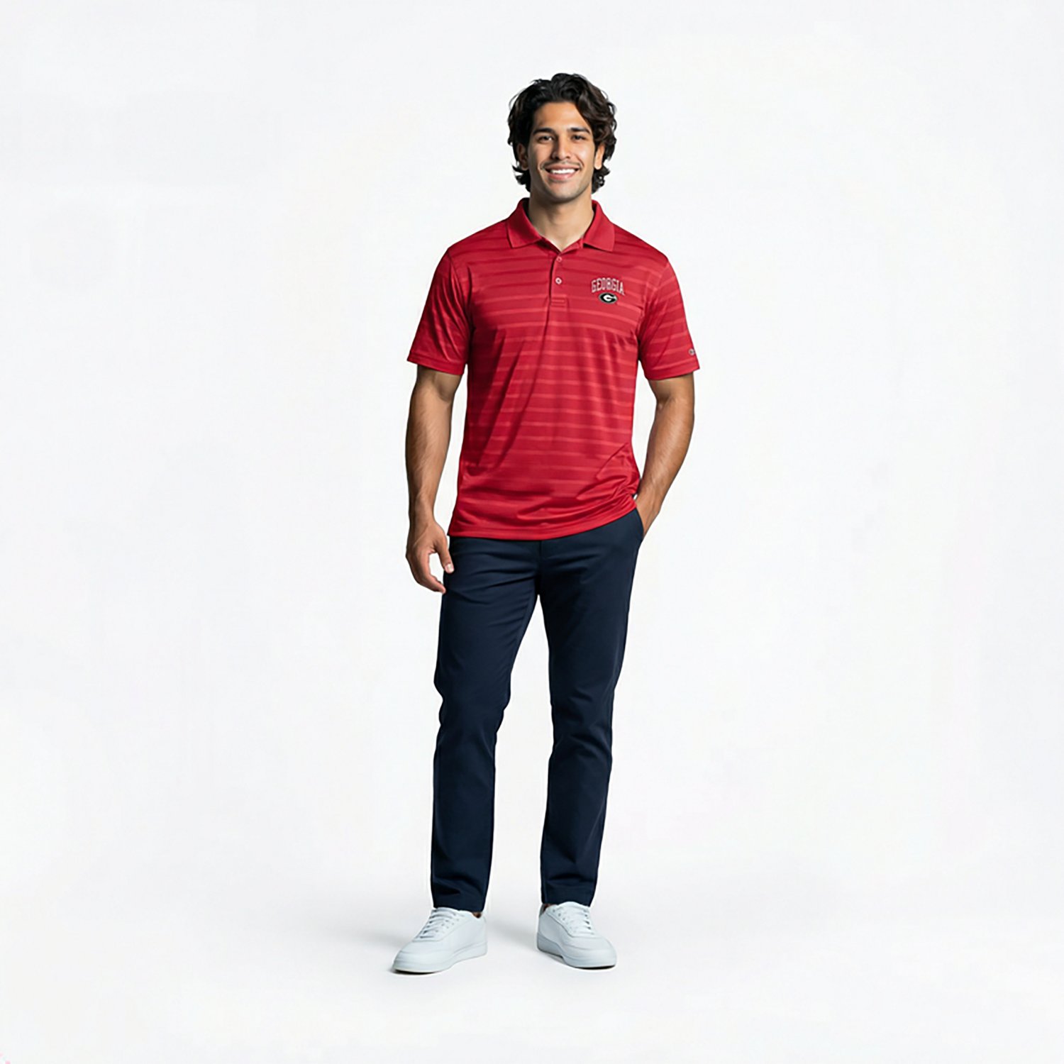 Champion Men's Georgia Bulldogs Primary Logo Textured Solid Polo