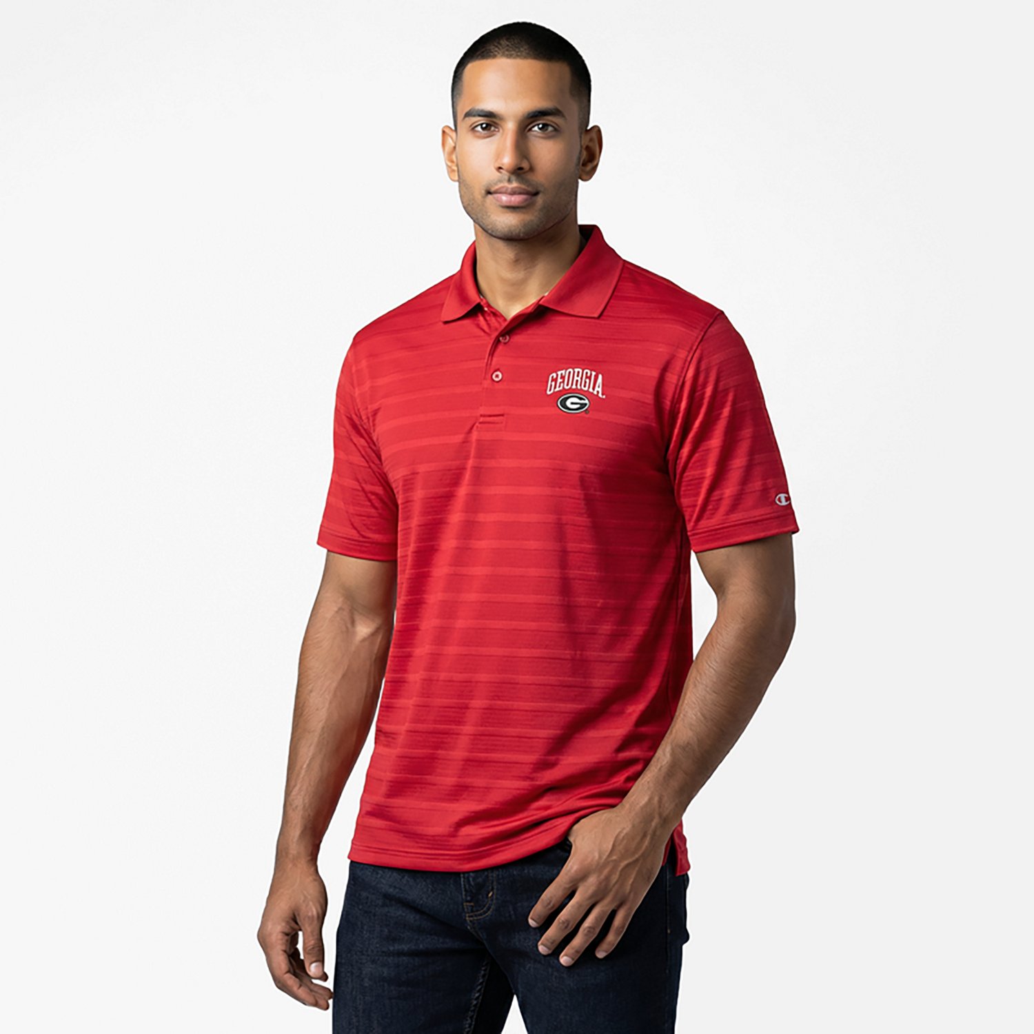 Champion Men's Georgia Bulldogs Primary Logo Textured Solid Polo - view number 2