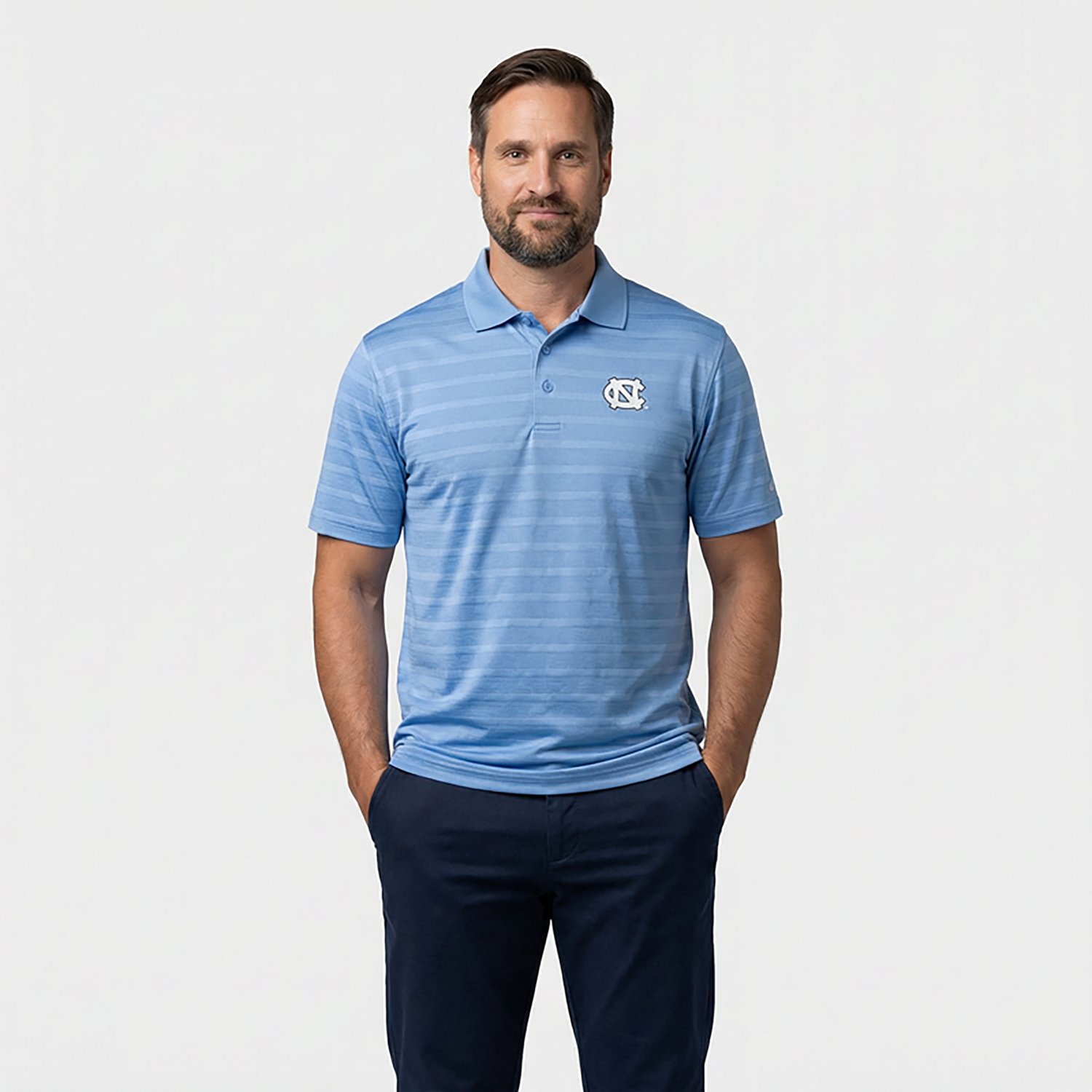Champion Men's North Carolina Tar Heels Primary Logo Textured Solid Polo - view number 2