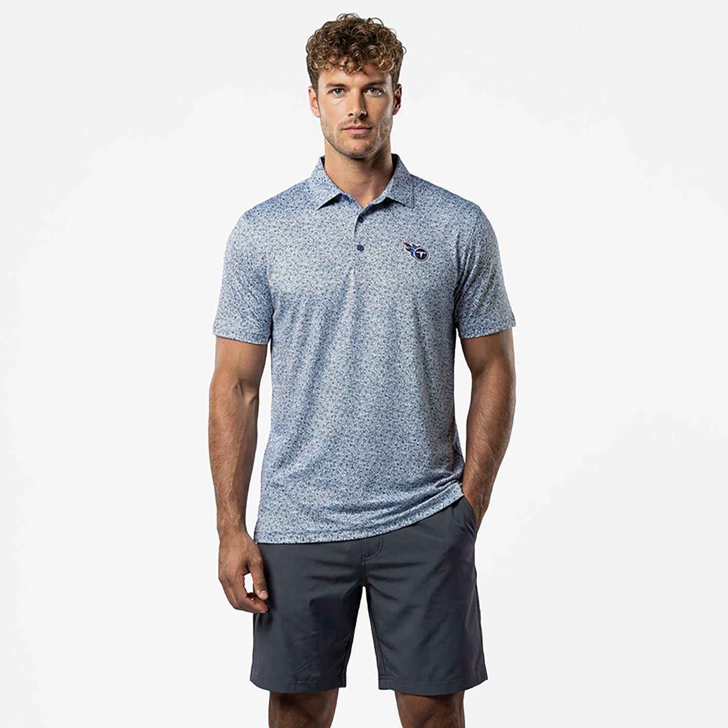 Antigua Men's Titans Field Ditsy Polo Shirt - view number 2