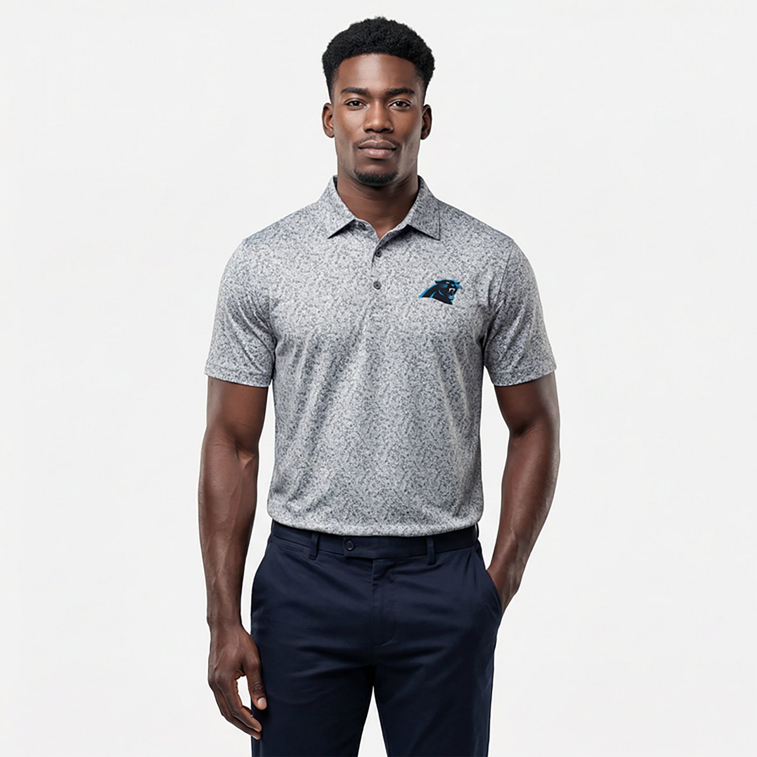 Antigua Men's Panthers Field Ditsy Polo Shirt - view number 2