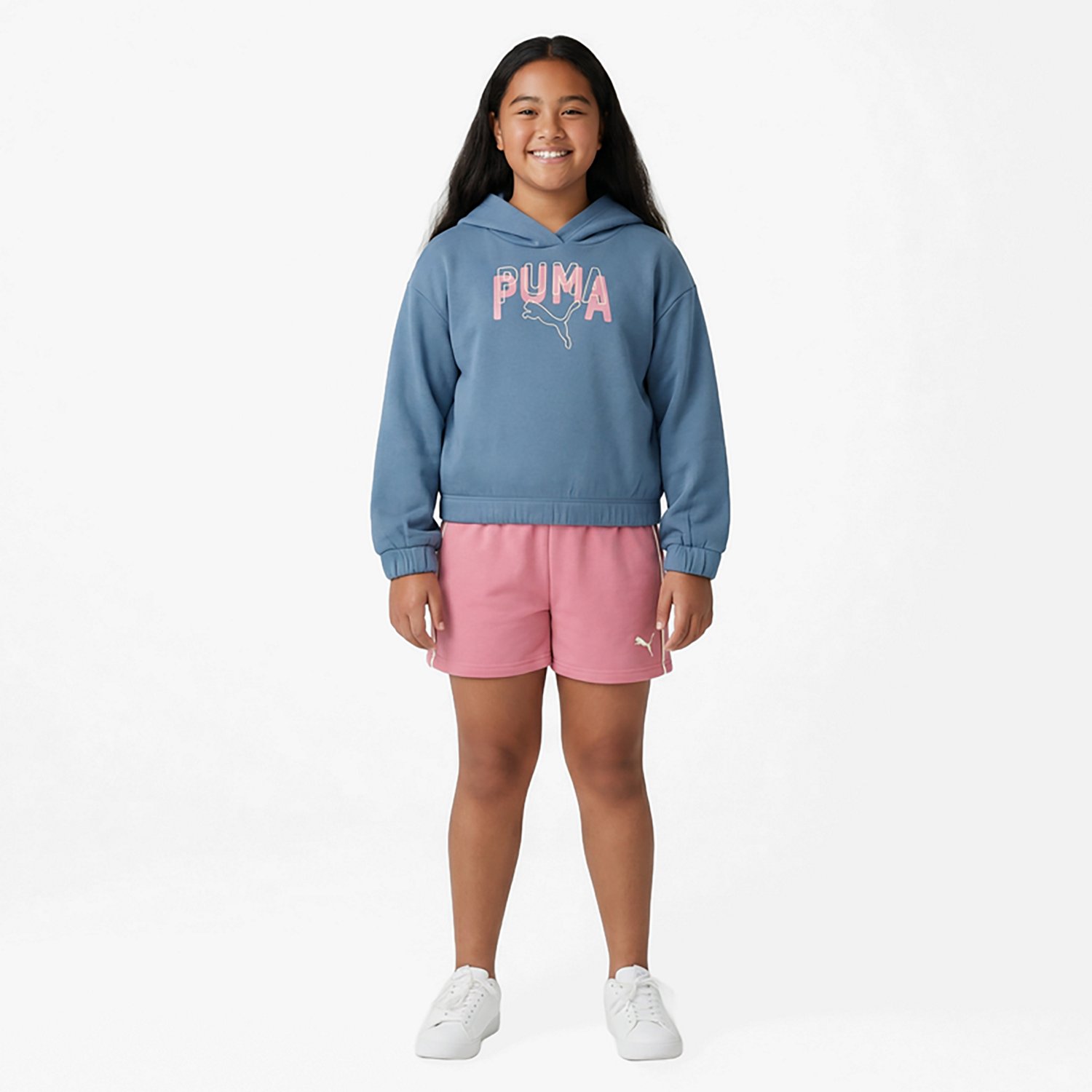PUMA Girls’ 4-6X Poly Fleece Pullover Hoodie & Short Set