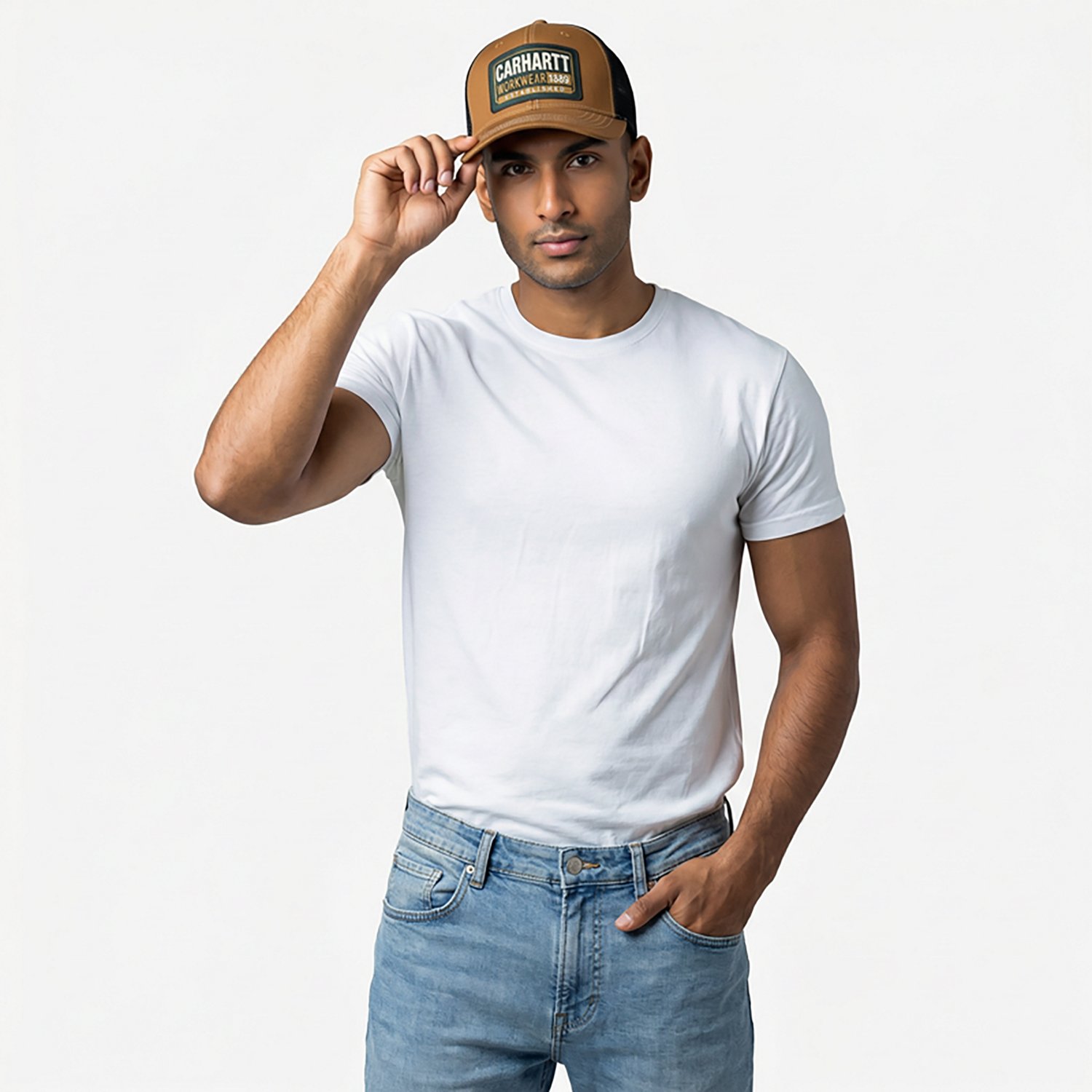 Carhartt Men's Canvas Mesh-Back Workwear Patch Cap - view number 2