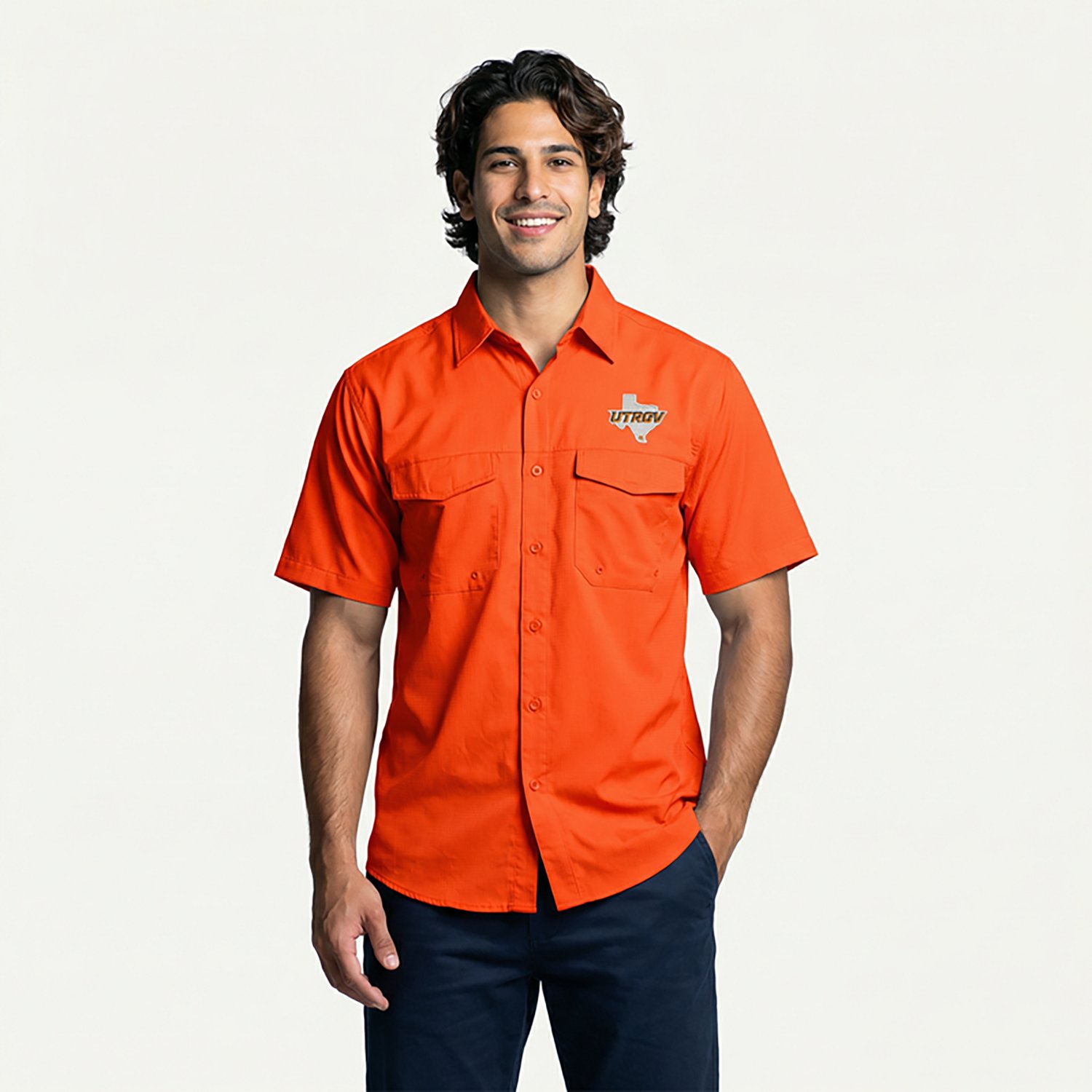 Antigua Men's University of Texas Rio Grande Valley Vaqueros Game Day Fishing Shirt - view number 2