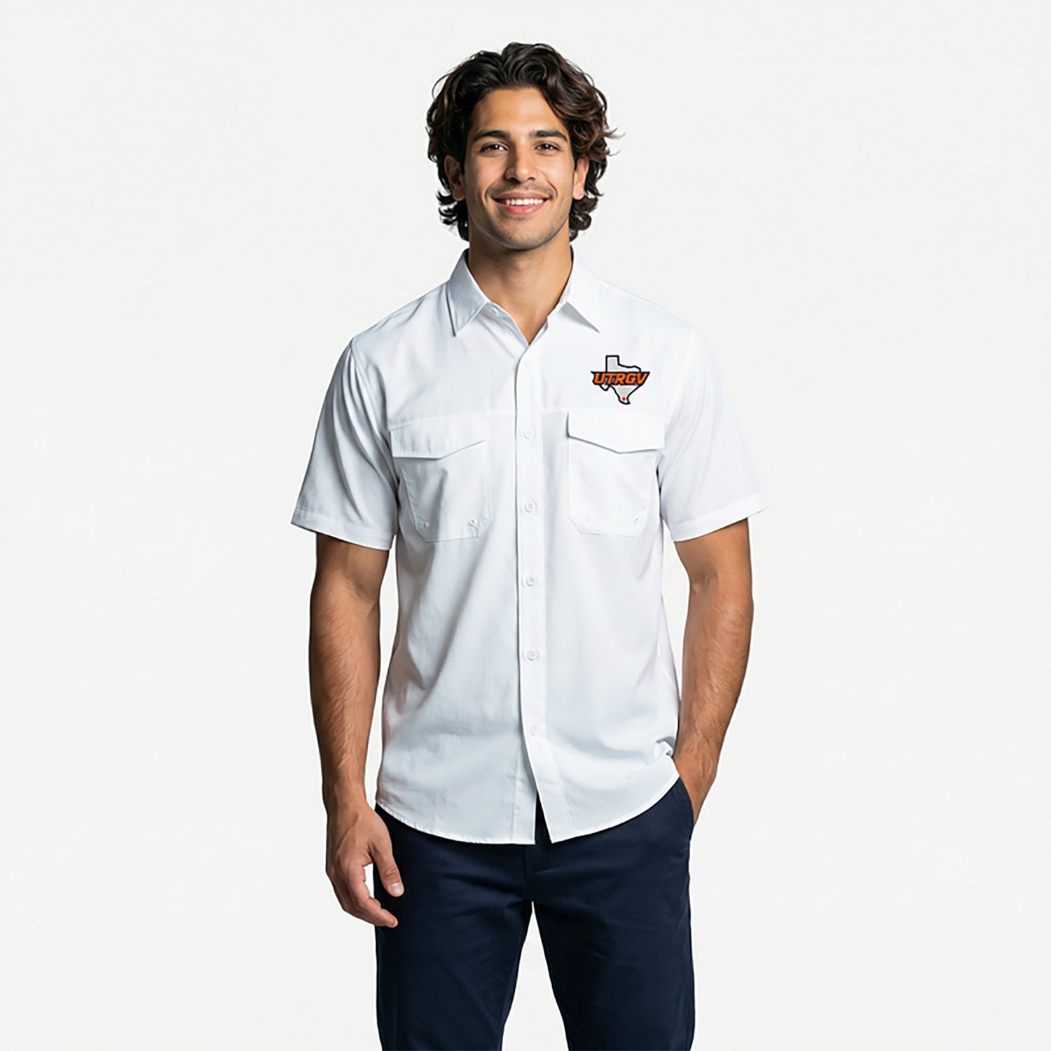 Antigua Men's University of Texas Rio Grande Valley Vaqueros Game Day Fishing Shirt - view number 2