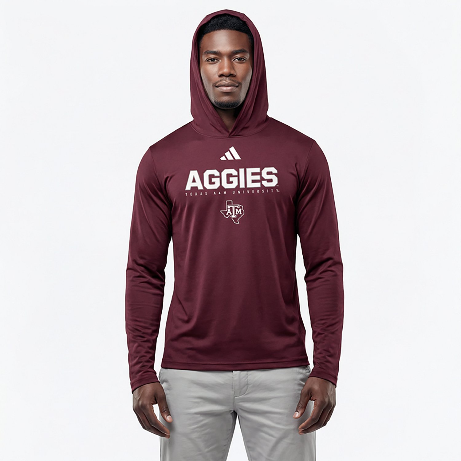 adidas Texas AM Aggies 2025 AEROREADY Sideline Training Long Sleeve Hooded T-Shirt - view number 2