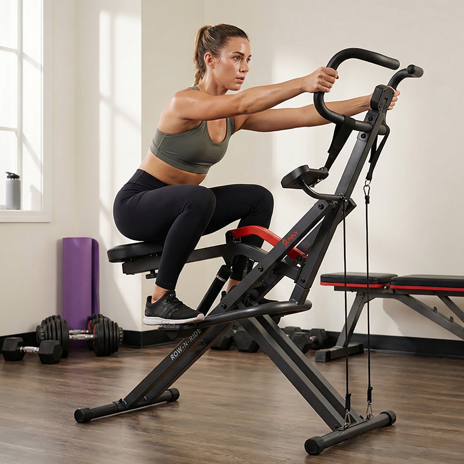 Sunny Health & Fitness Row-N-Ride Pro Smart Squad Assist Trainer - view number 8