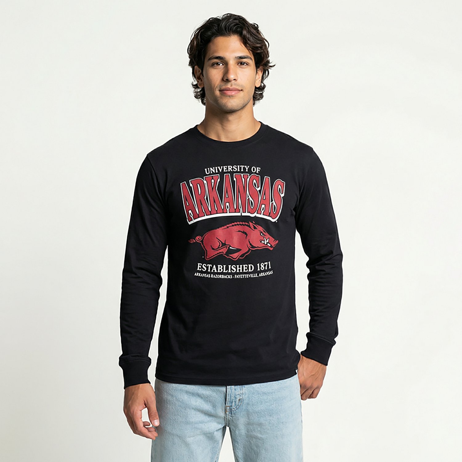 '47 Men's Arkansas Razorbacks Checkdown Franklin Long Sleeve T-shirt - view number 2