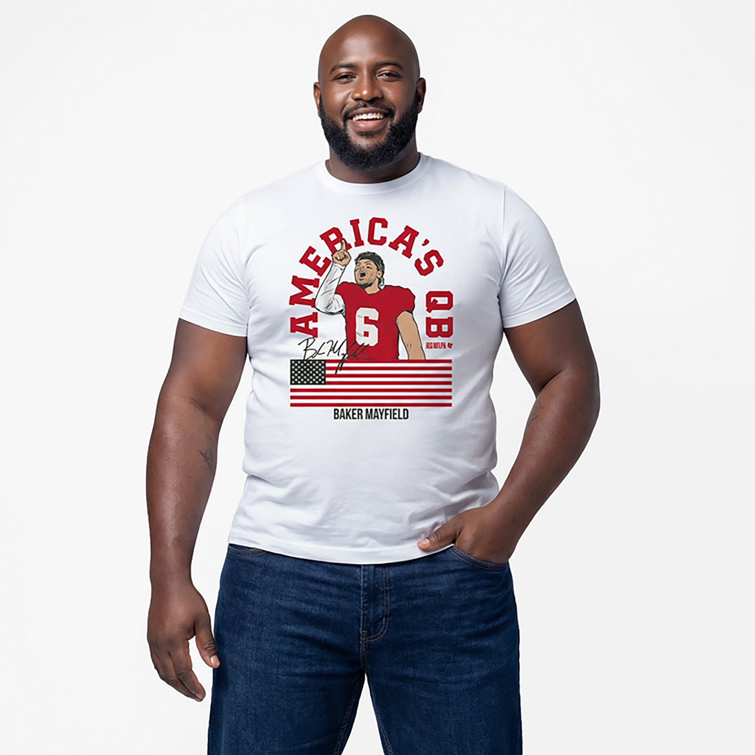 Breaking T Men's Tampa Bay Buccaneers Baker Mayfield America's QB T-shirt - view number 2