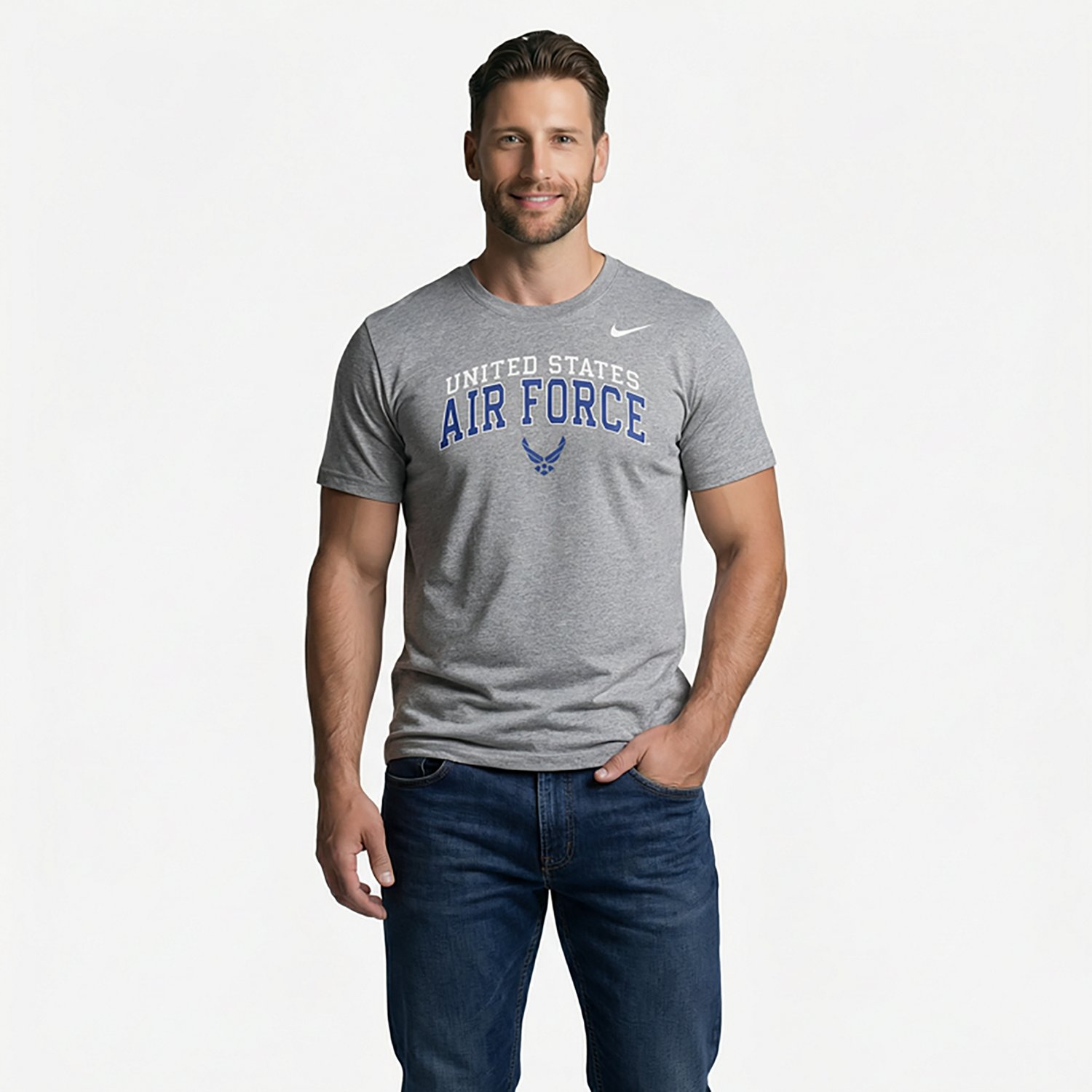 Nike Men’s Air Force School Arch Over Primary Logo Core Cotton T-shirt - view number 2