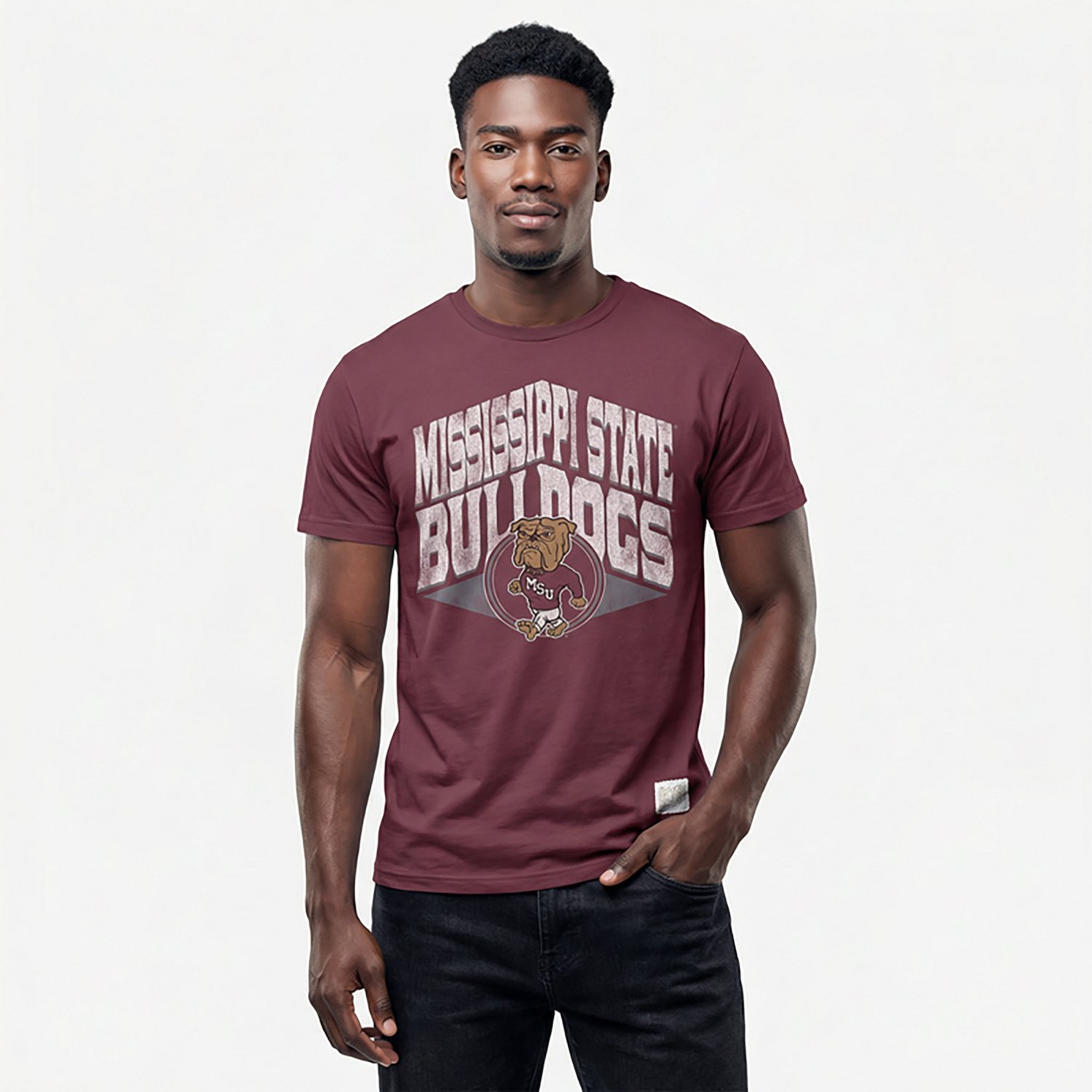 Retro Brand Men's Mississippi State University School Logo Over Team Circle Graphic T-shirt - view number 2