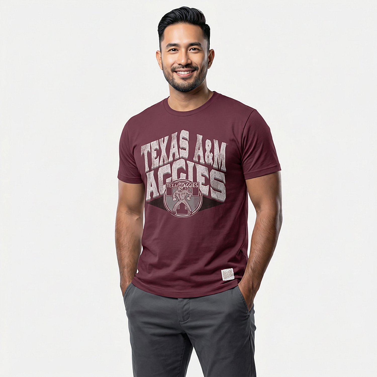 Retro Brand Men's Texas A&M University School Logo Over Team Circle Graphic T-shirt - view number 2