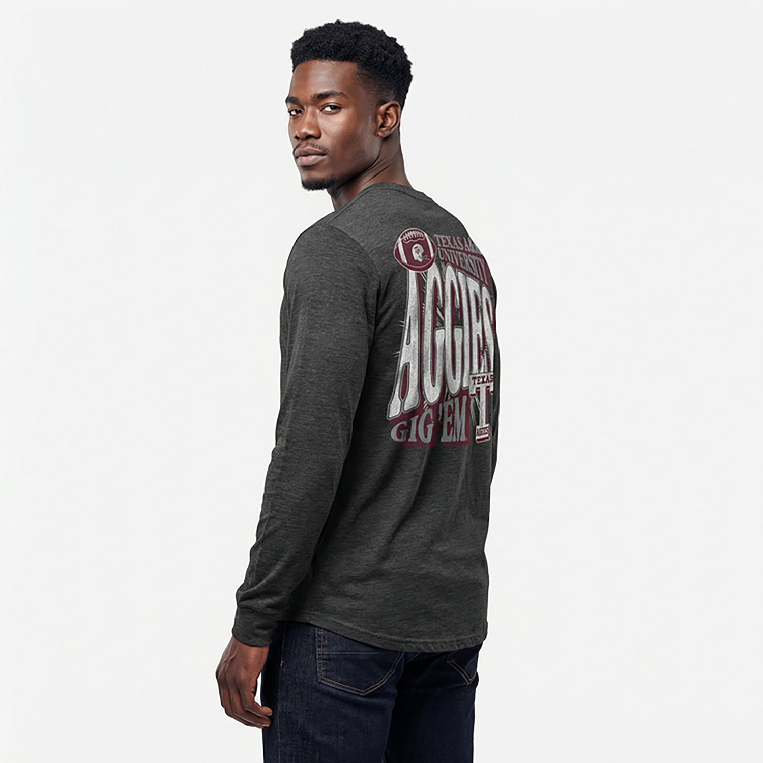 Retro Brand Men's Texas A&M University School Football Slogan DS Long Sleeve Graphic T-shirt - view number 2