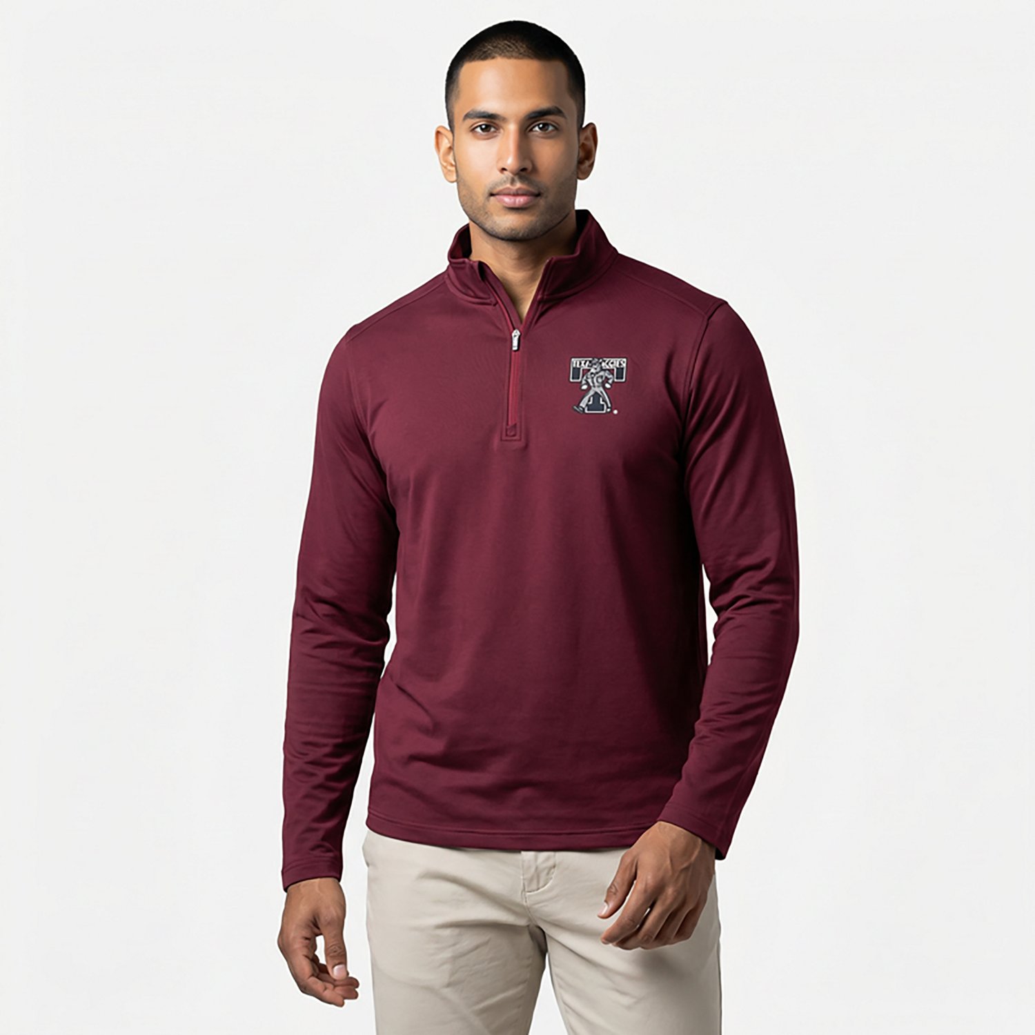 Cutter & Buck Men's Texas A&M Aggies Mascot Retro Epic Comfort 1/4-Zip Pullover - view number 2