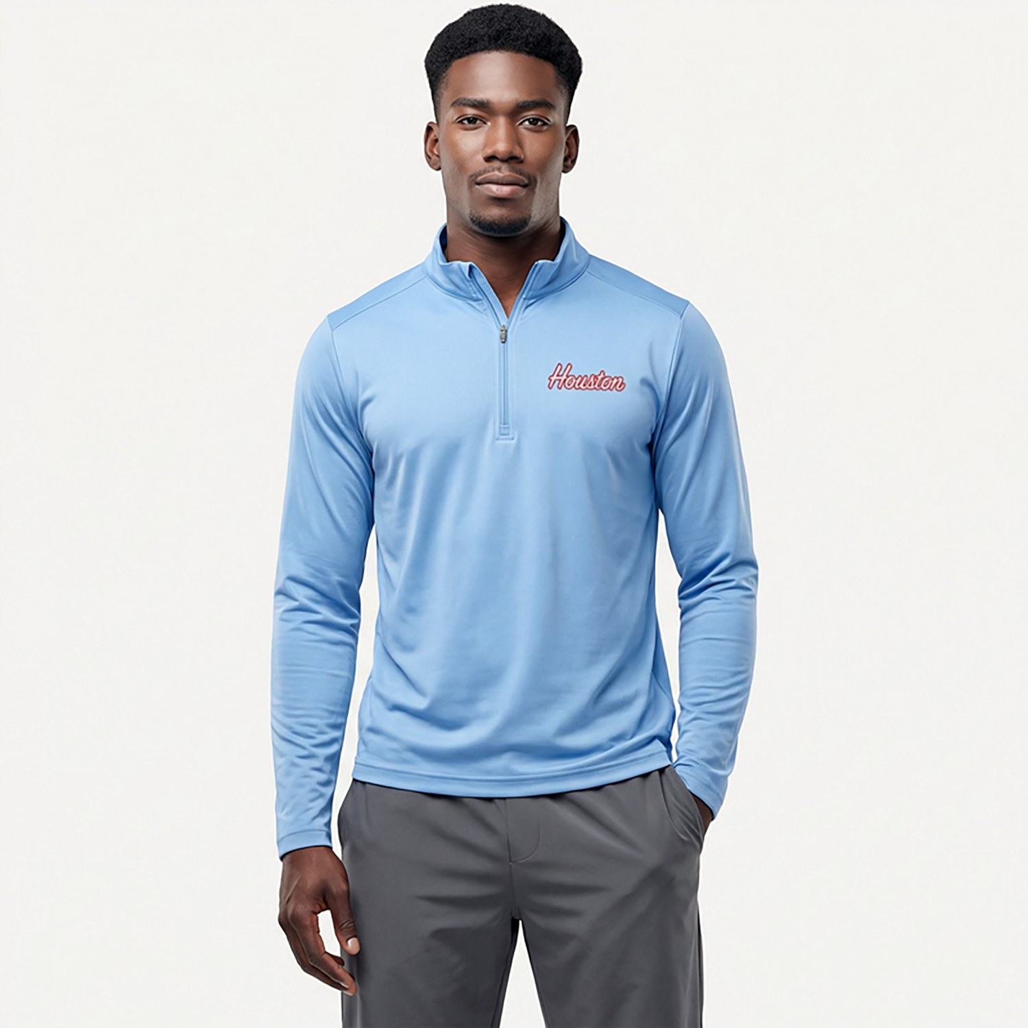 Antigua Men's Houston Cougars School Script Tribute 1/4-Zip Pullover - view number 2