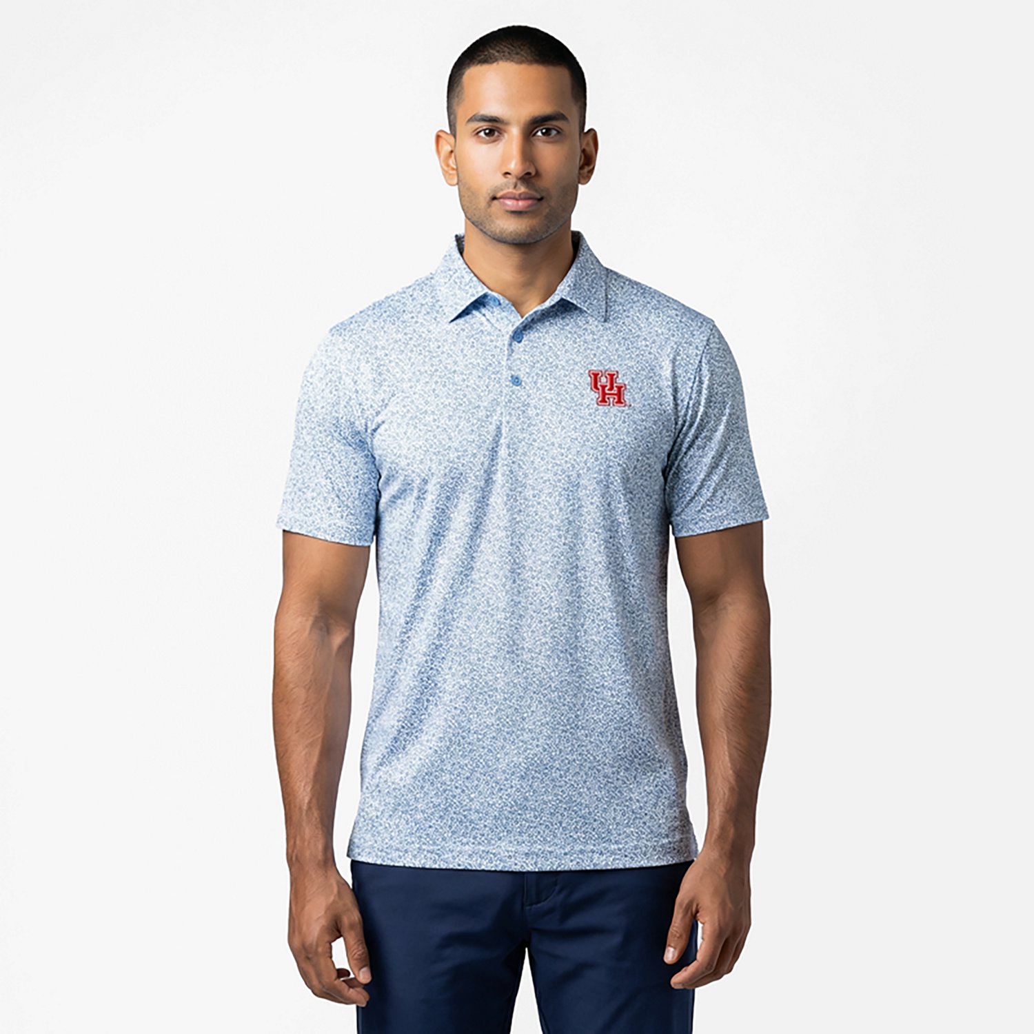 Antigua Men's Houston Cougars Primary Logo Field Ditsy Polo Shirt - view number 2