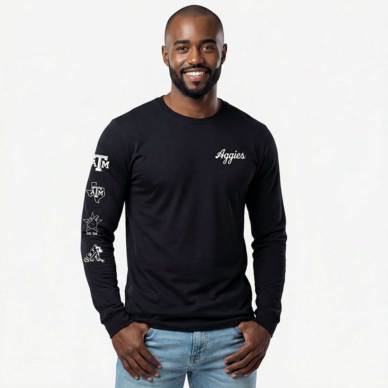 The Victory Men's Texas A&M University School Script Sleeve 2 Hit Long Sleeve Graphic T-shirt - view number 2