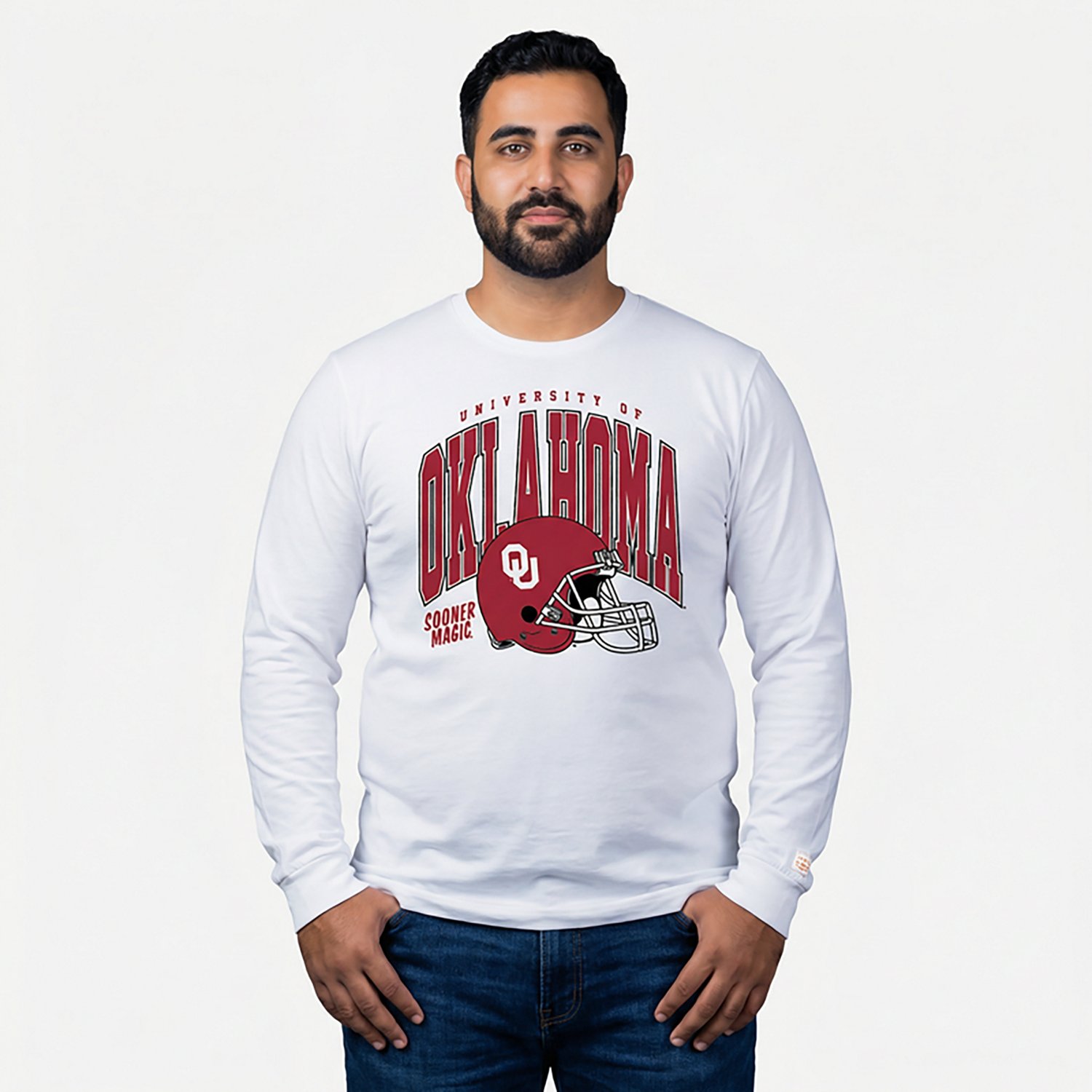 Homefield Men's Oklahoma Sooners Retro Football Helmet Long Sleeve T-shirt - view number 2