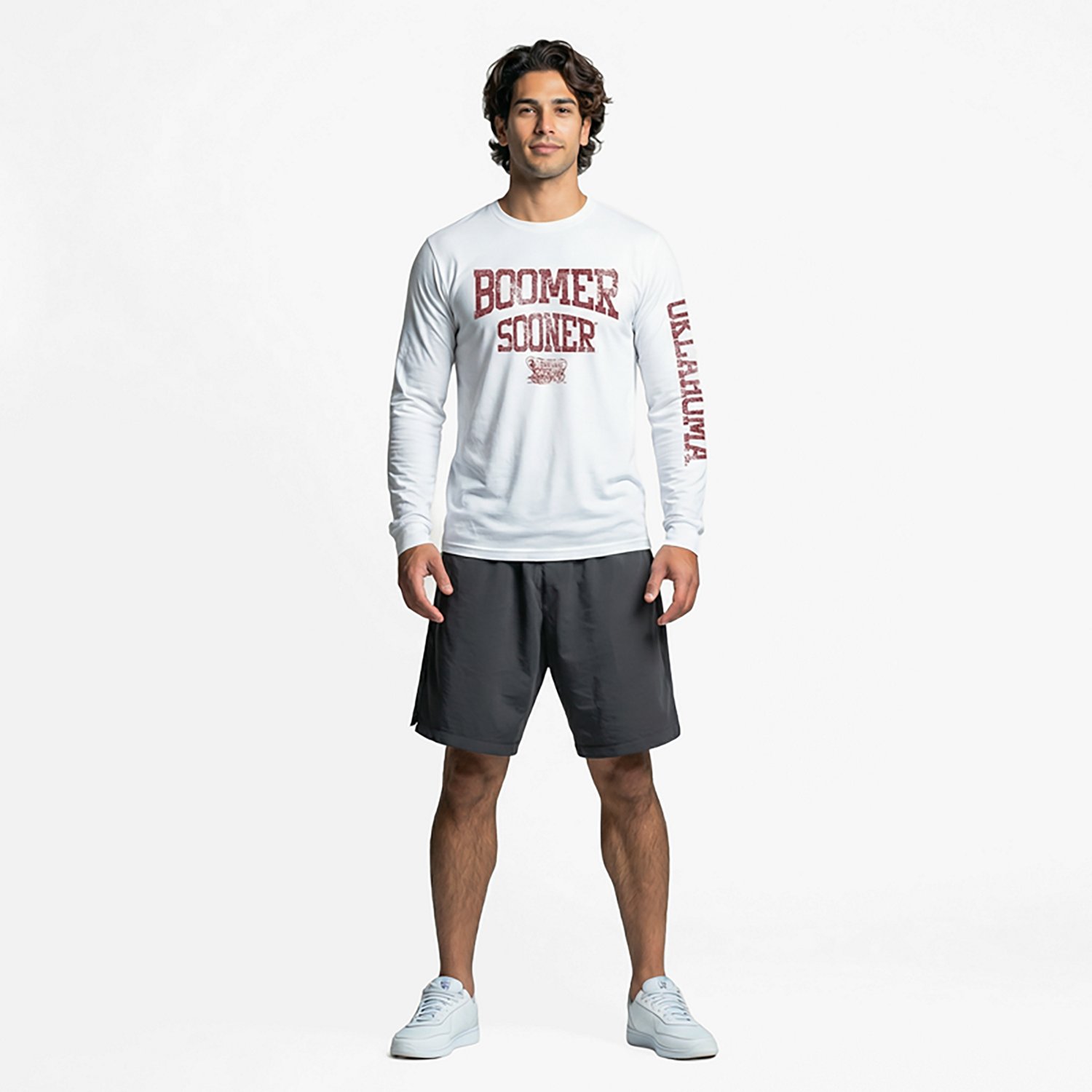 The Victory Men’s University of Oklahoma Boomer Sooner Arch Sleeve 2 Hit Long Sleeve T-shirt