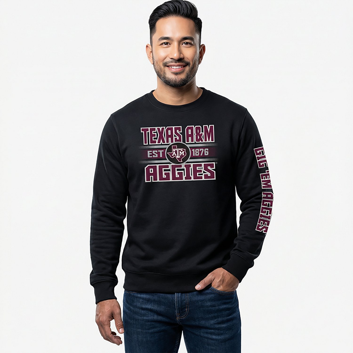 The Victory Men’s Texas A&M University School Bar Est 2-Hit Crew Sweatshirt - view number 2