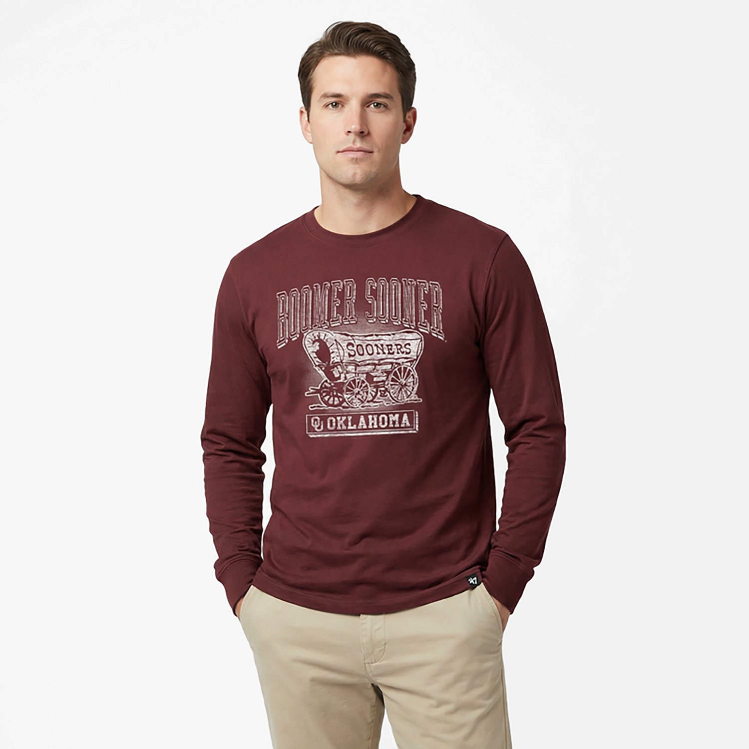 '47 Men's Oklahoma Sooners Boomer Sooner Faded Wagon Franklin Long Sleeve T-shirt - view number 2