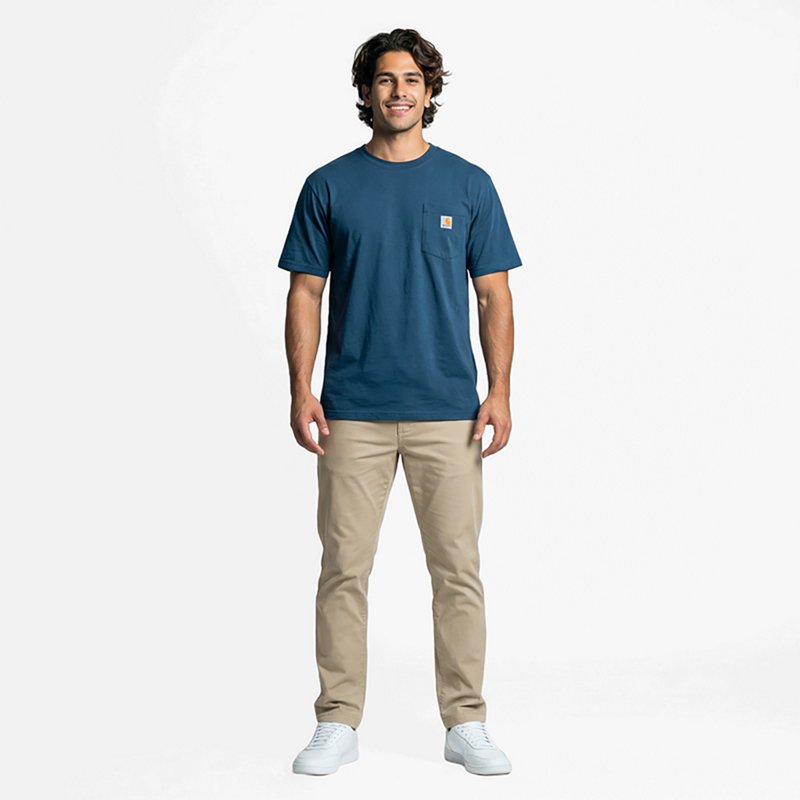 Carhartt Men's K87 Pocket T-Shirt, Medium, Dark Tranquil Blue Heather
