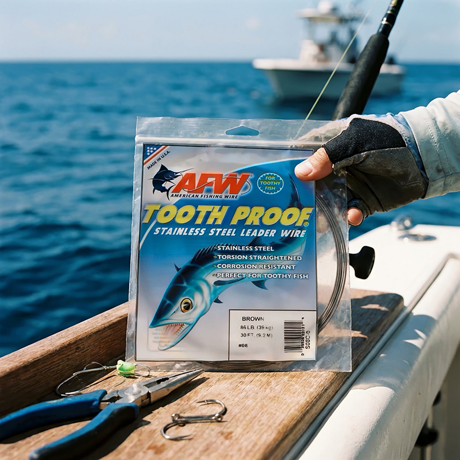 American Fishing Wire Tooth Proof 86 lbs - 30 ft Single-Strand Leader Wire - view number 2