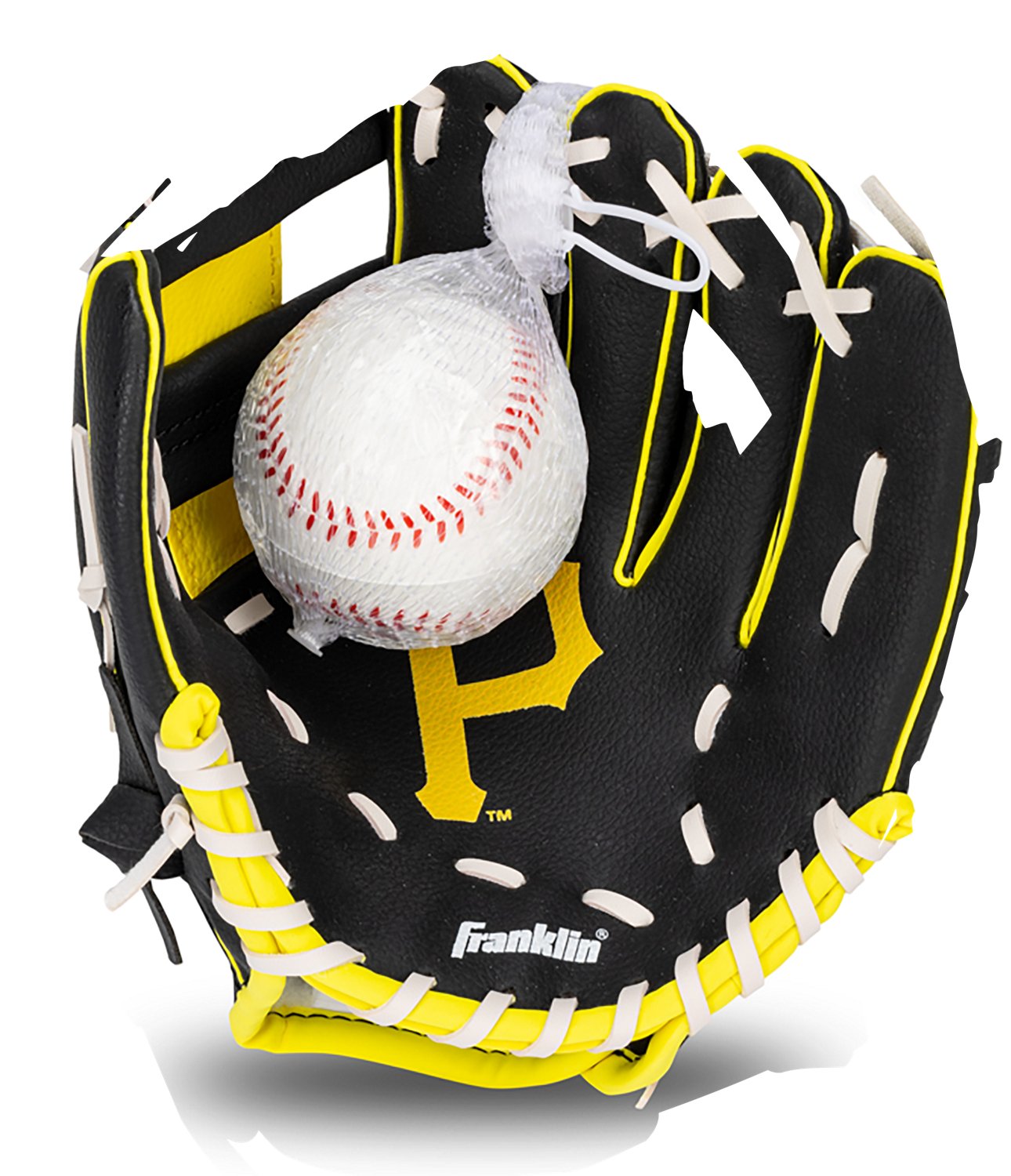 Franklin Sports Kids' MLB Pittsburgh Pirates 9.5 in T-Ball Glove and Ball Set