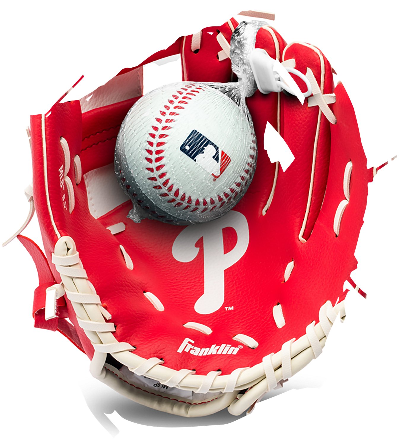 Franklin Sports Kids' MLB Philadelphia Phillies 9.5 in T-Ball Glove and Ball Set