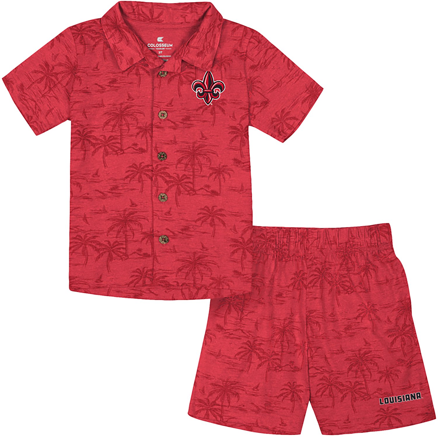 Colosseum Athletics Toddlers' University of Louisiana at Lafayette Bloofy Camp Shirt and Shorts Set