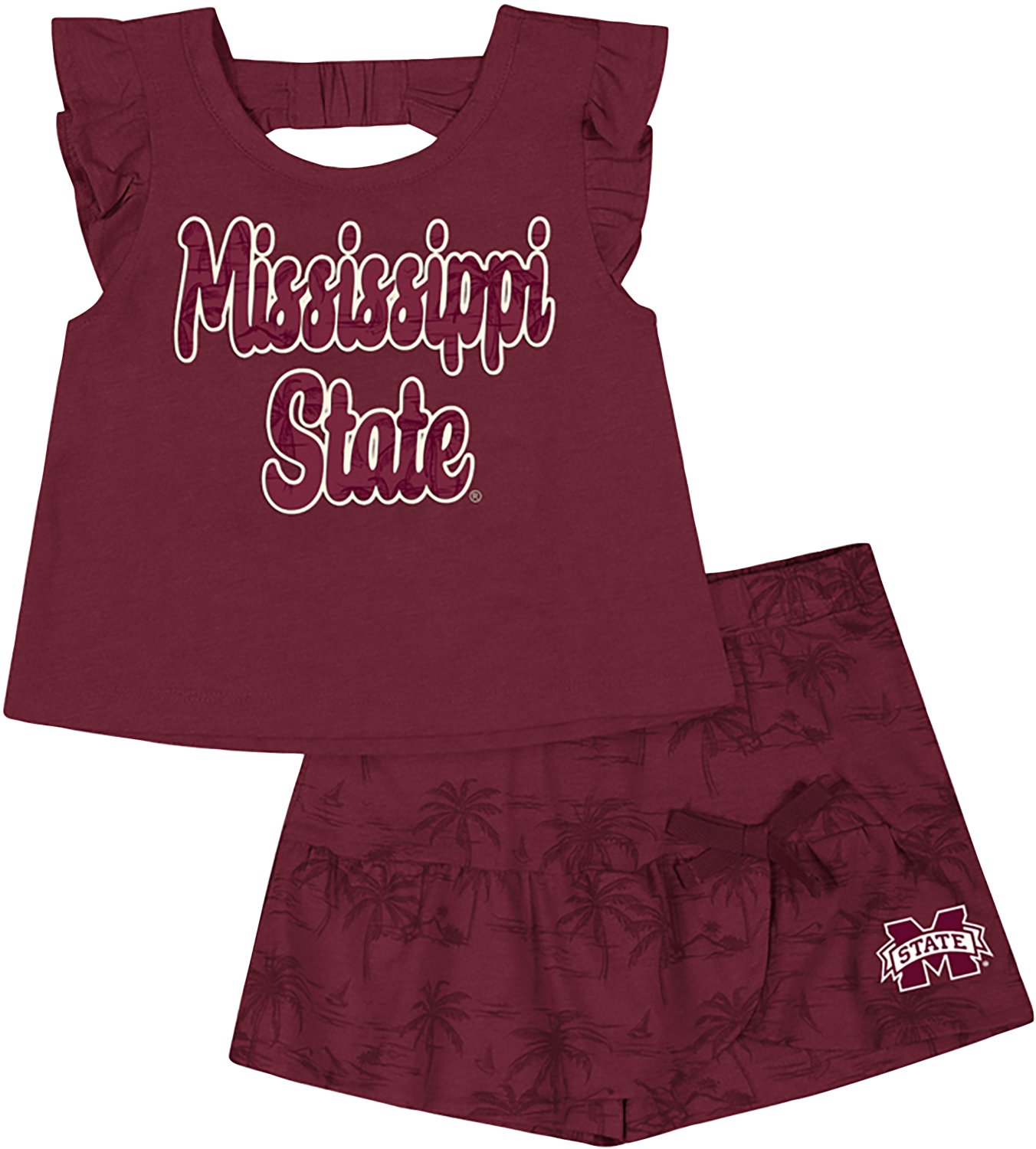 Colosseum Toddler Girls' Mississippi State University Joy Palm Shirt and Skort Set