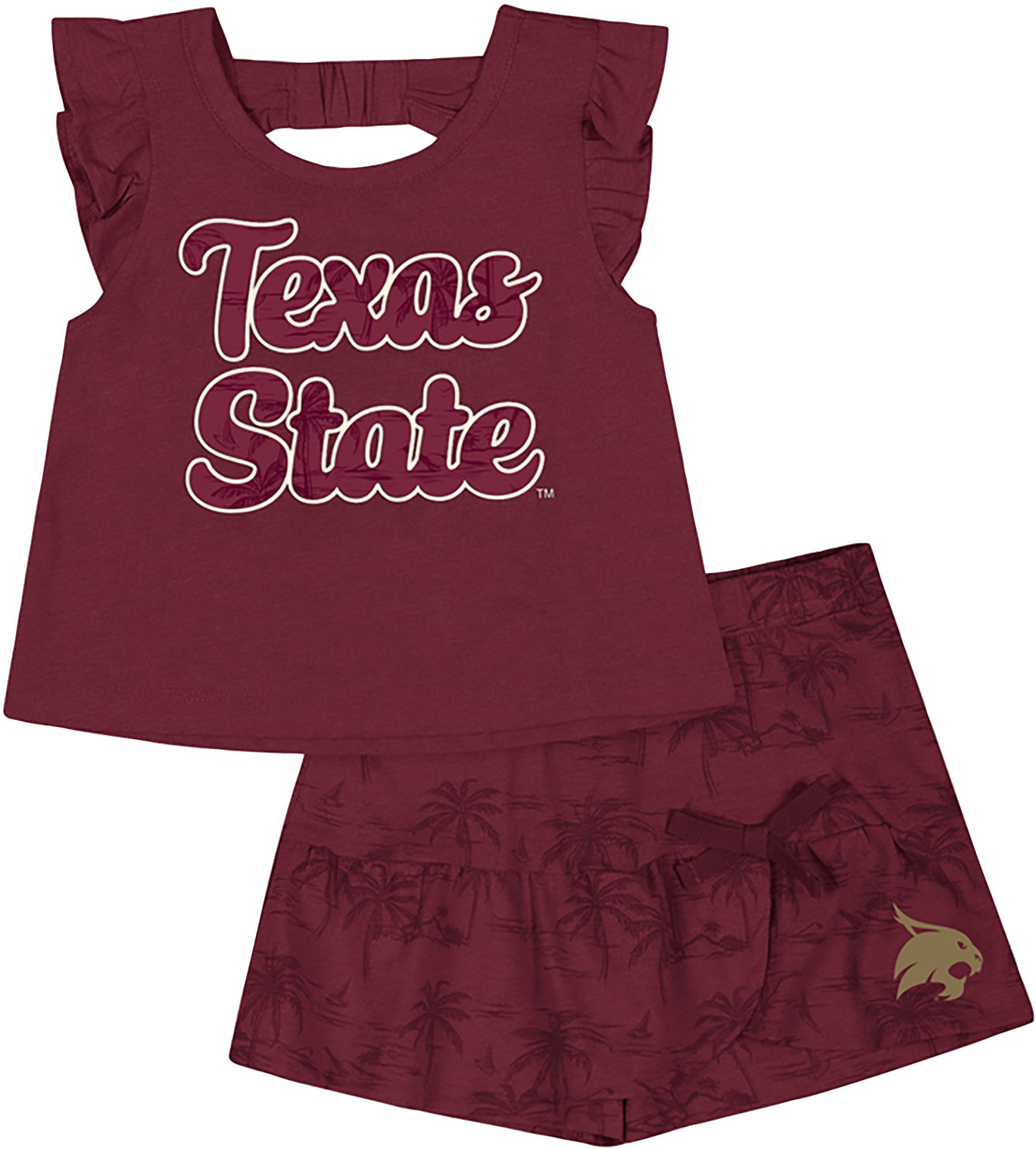 Colosseum Toddler Girls' Texas State University Joy Palm Shirt and Skort Set