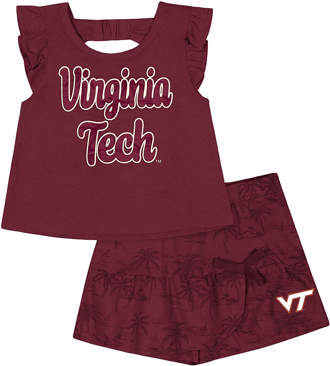 Colosseum Toddler Girls' Virginia Tech Joy Palm Shirt and Skort Set