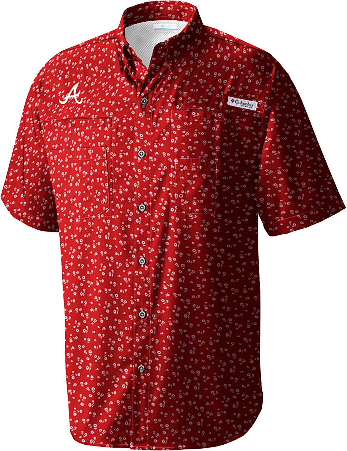 Columbia Sportswear Men's Atlanta Braves Floral Micro Print Tamiami Button Up Shirt