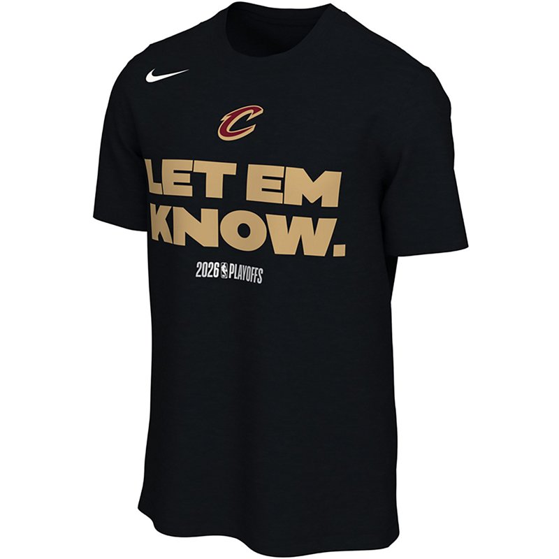 Nike Adult 'LET EM KNOW.' 2025-26 NBA Playoffs Cleveland Cavaliers Mantra T-Shirt, Men's, XXL, Black